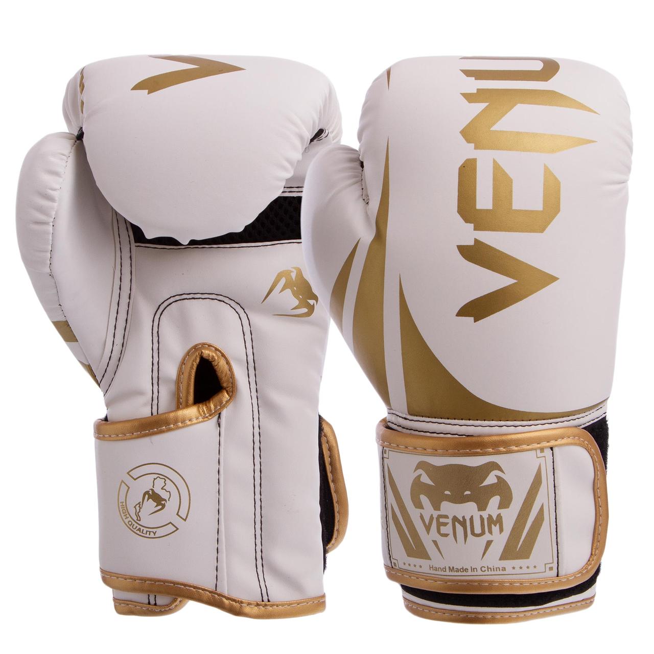 

Перчатки для бокса и единоборств Venum Champ PU 8352 White-Gold 12 унций