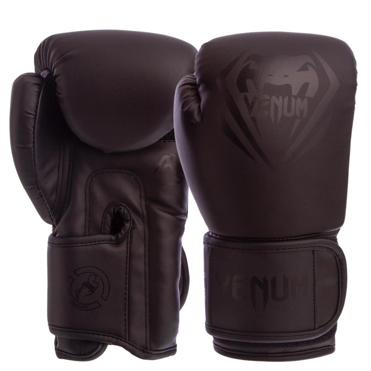 

Перчатки боксерские на липучке Venum Champ 8351 черные 8oz