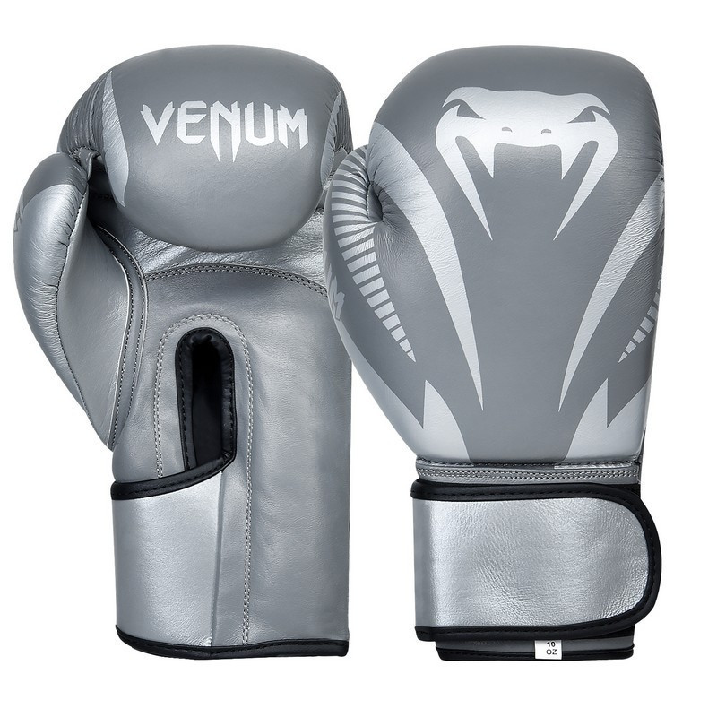 

Перчатки для бокса и единоборств Venum IMPACT CLASSIC Champ кожаные 8316 Silver 12 унций