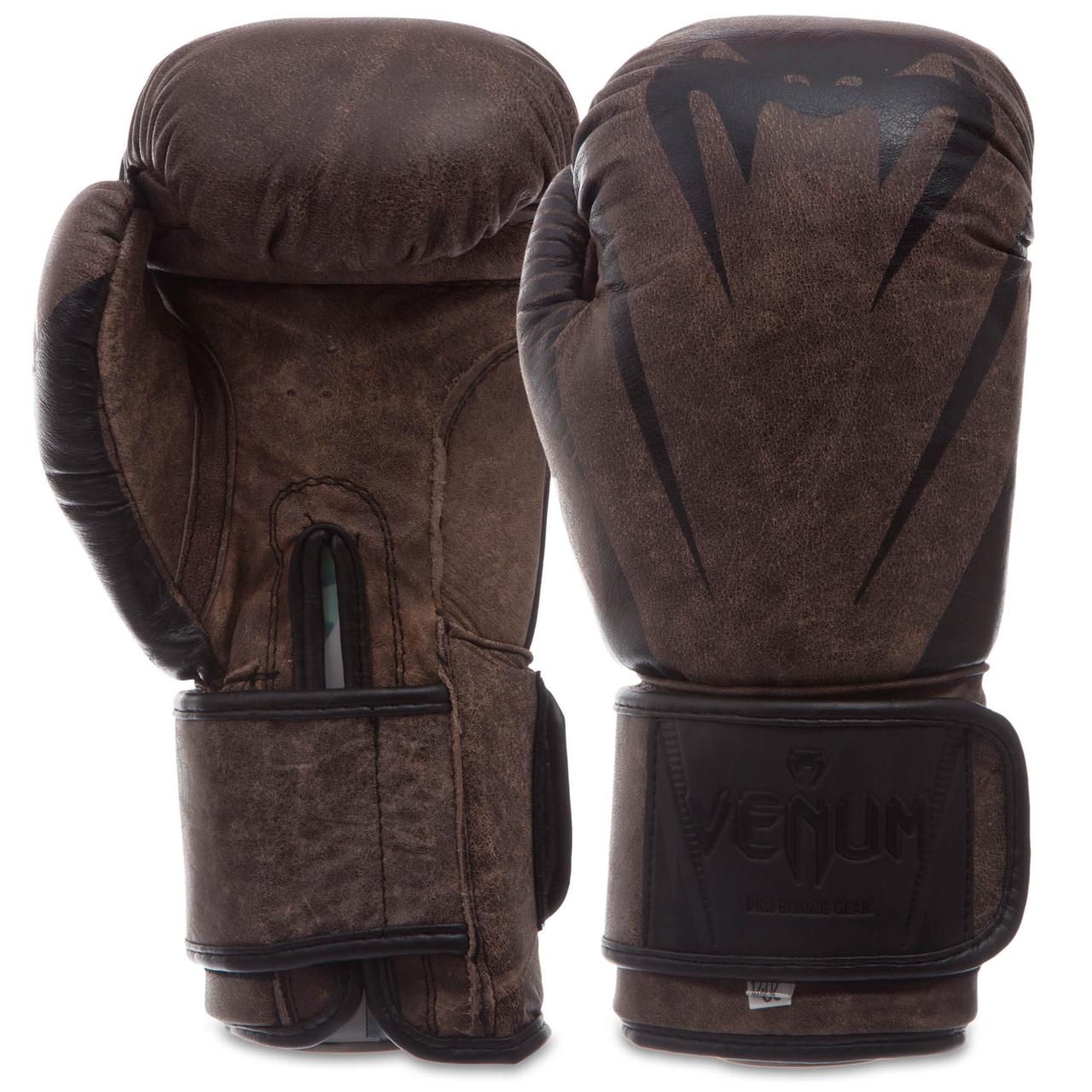 

Перчатки для бокса и единоборств VENUM Champ кожаные 0700 Brown-Black 10 унций
