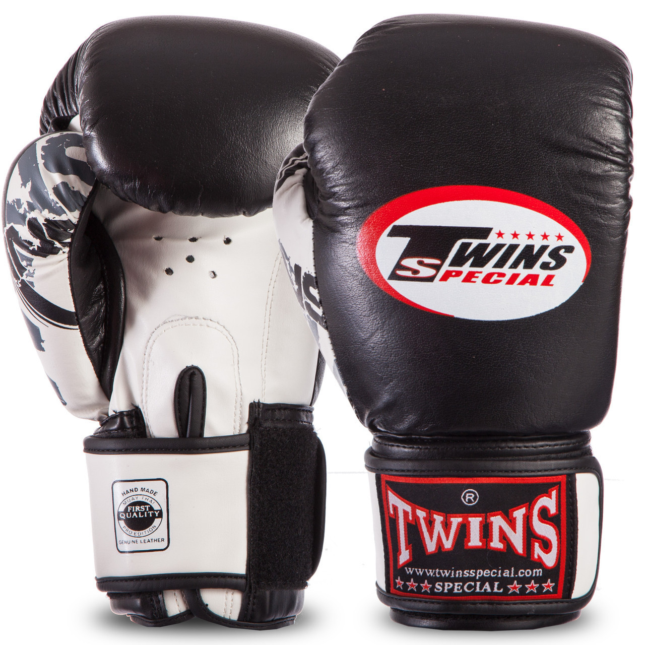 

Перчатки для бокса и единоборств Twins Champ Classic кожаные 0269 Black-White 14 унций