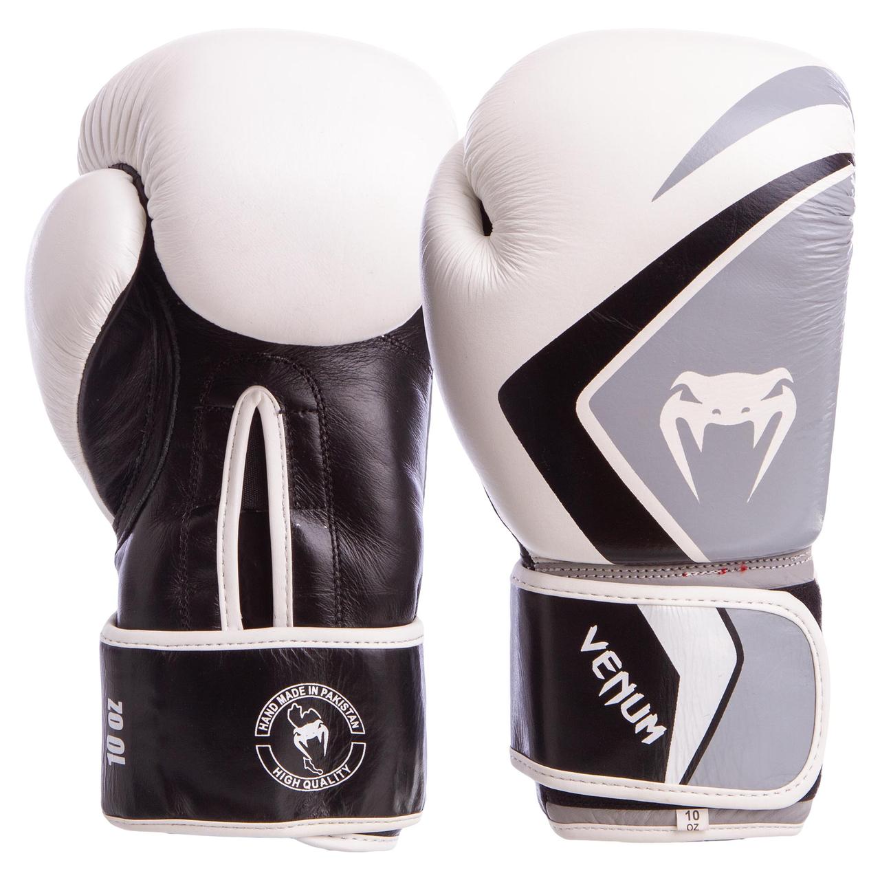 

Перчатки для бокса и единоборств VENUM CONTENDER 2.0 Champ кожаные 8202 White-Black-Grey 10 унций