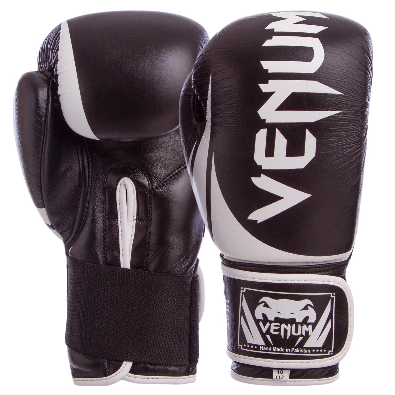 

Перчатки для бокса и единоборств кожаные Venum CHALLENGER Champ BO-5245 Black-White 10 унций
