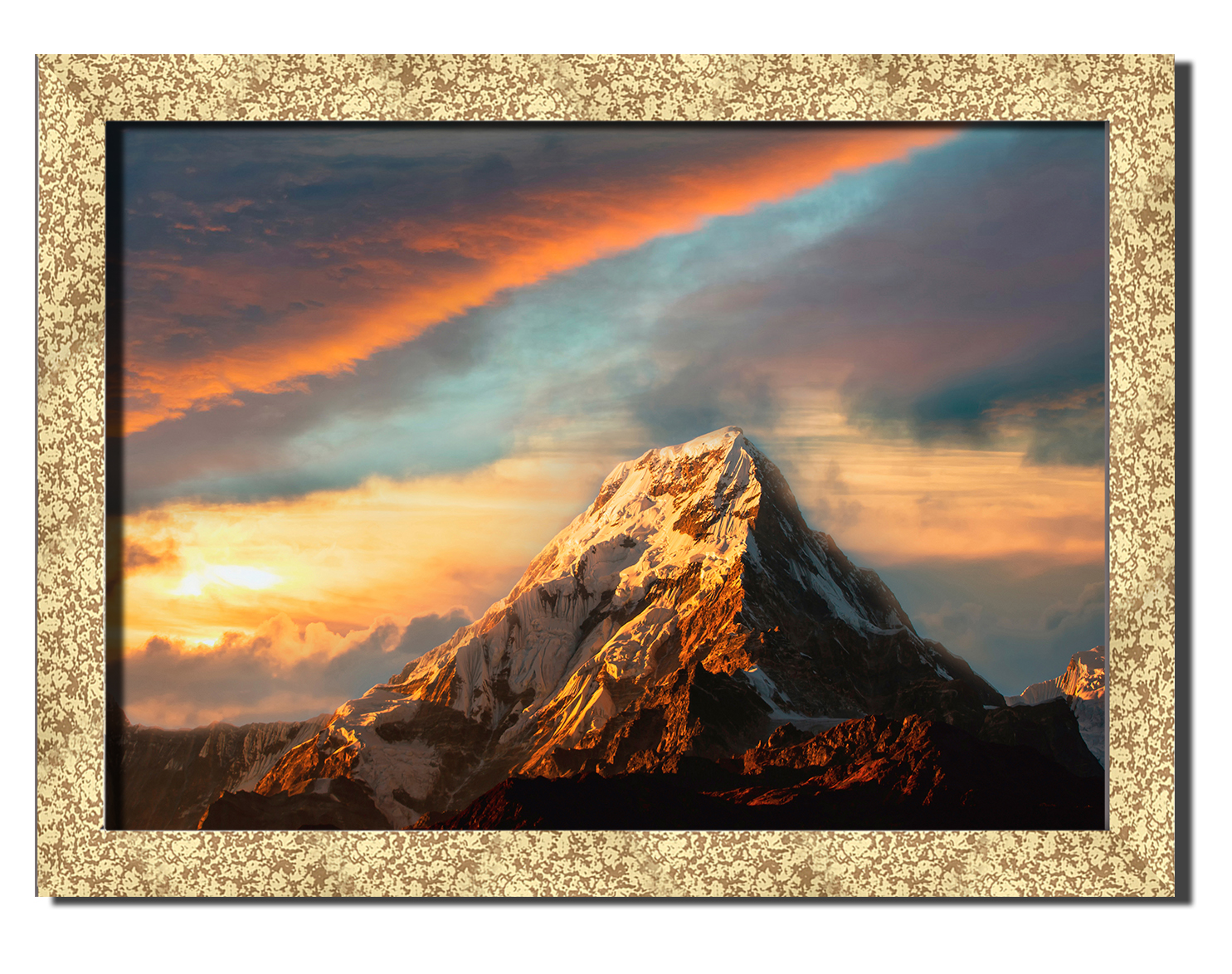 

Golden frame картина на файн-арт бумаге закат на горе природа, пейзаж, ландшафт Hotel Arizona HD 31 см x 41 см