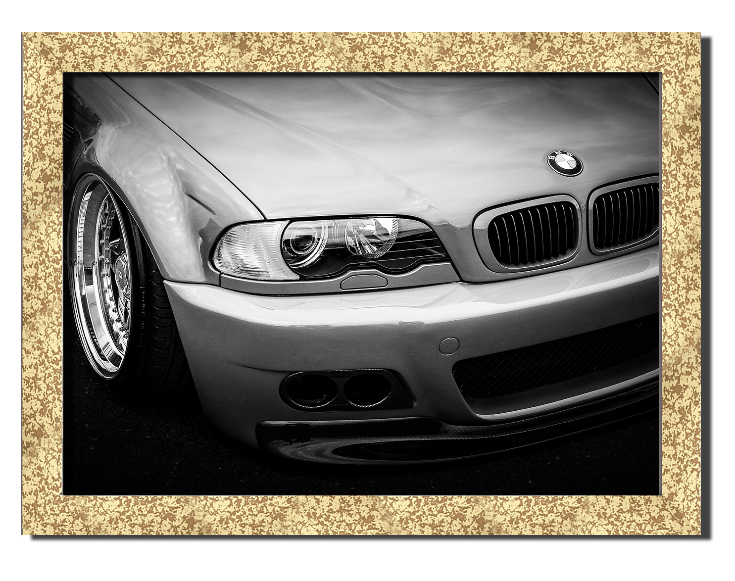 

Golden frame картина на файн-арт бумаге авто BMW M3 споривный автомобиль Hotel Arizona HD 31 см x 41 см