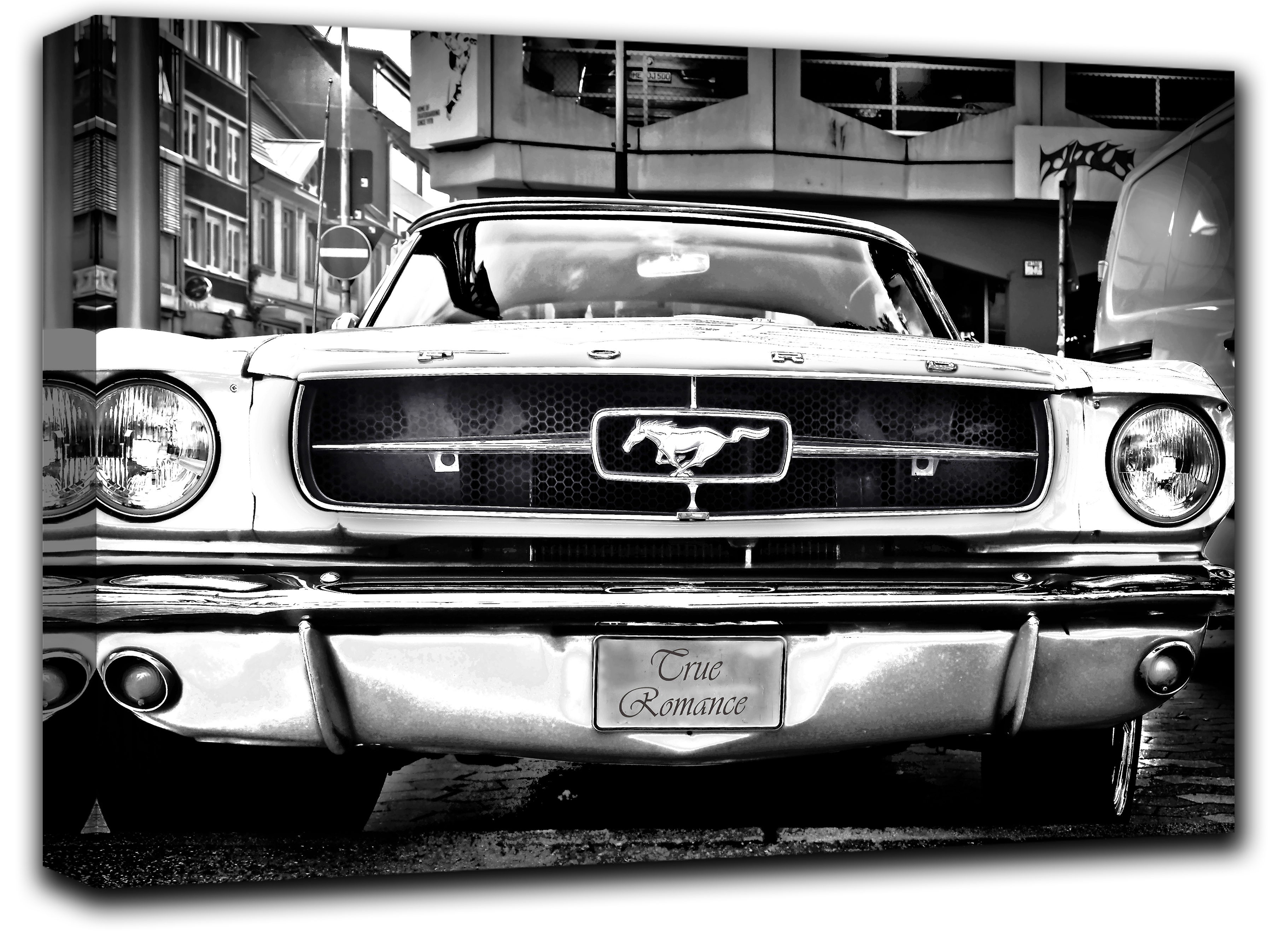 

картина на холсте белый Ford Mustabg 1964 американский авто Hotel Arizona HD 72 см x 127 см