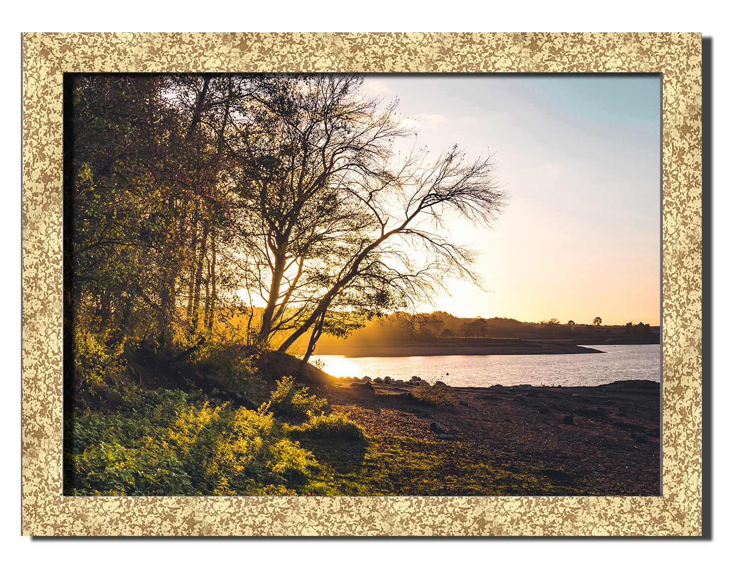 

Golden frame картина на файн-арт бумаге озеро природа пейзаж Hotel Arizona HD 31 см x 41 см
