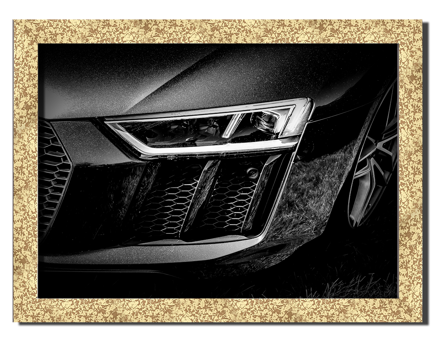 

Golden frame картина на файн-арт бумаге Audi r8 спортивные гоночные авто суперкары Hotel Arizona HD 31 см x 41 см
