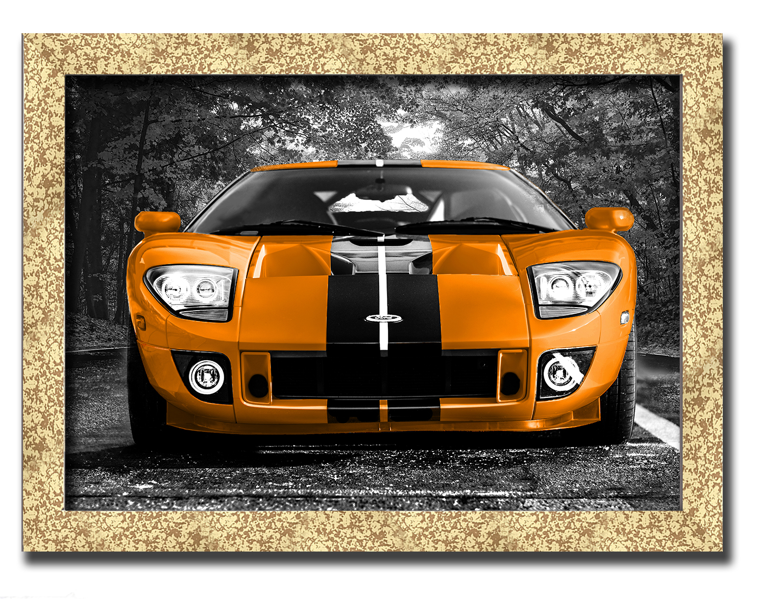 

Golden frame картина на файн-арт бумаге спортивное авто Ford-GT спортивная машина Форд Hotel Arizona HD 31 см x 41 см