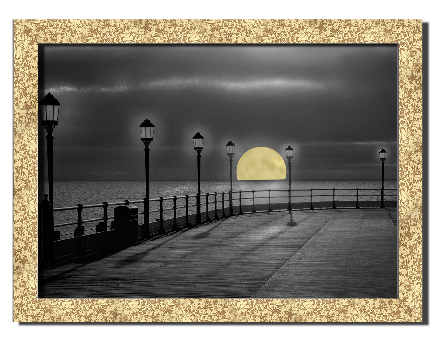 

Golden frame картина на файн-арт бумаге Ночная фантазия луны природа пейзаж ландшафт Hotel Arizona HD 31 см x 41 см