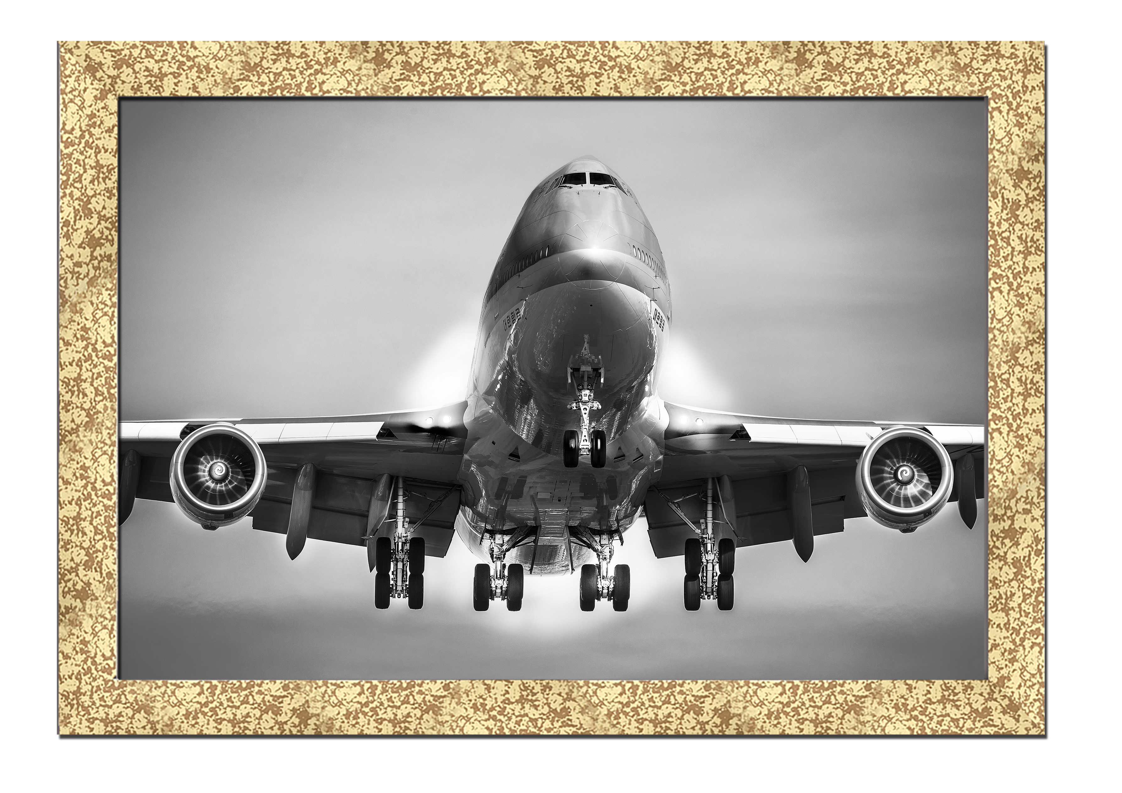

Golden frame картина на файн-арт бумаге Boeing 747 Боинг на взлете Hotel Arizona HD 31 см x 41 см