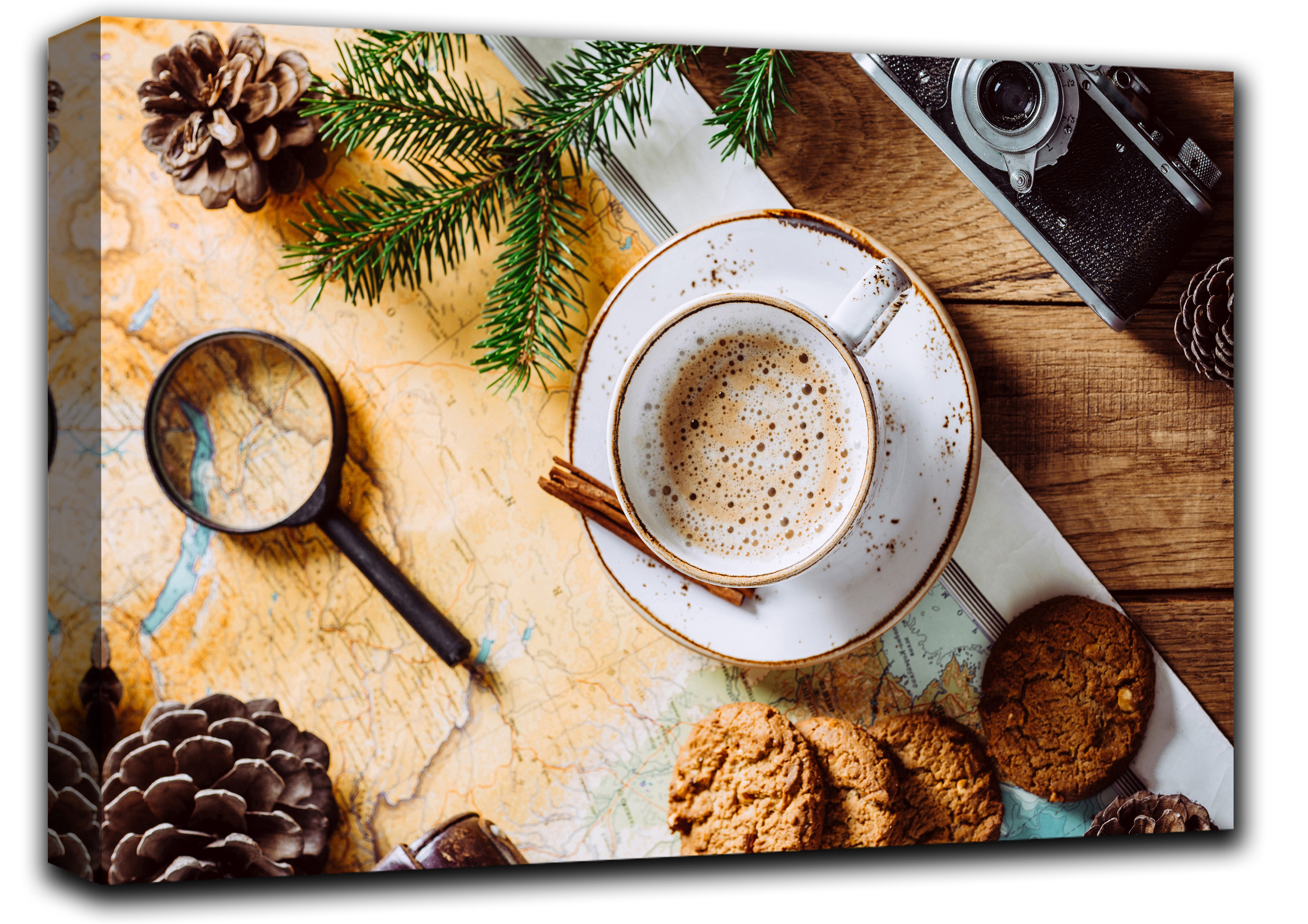 

картина на холсте Капучино и туристическая карта кофейная тематика Hotel Arizona HD 69 см x 102 см