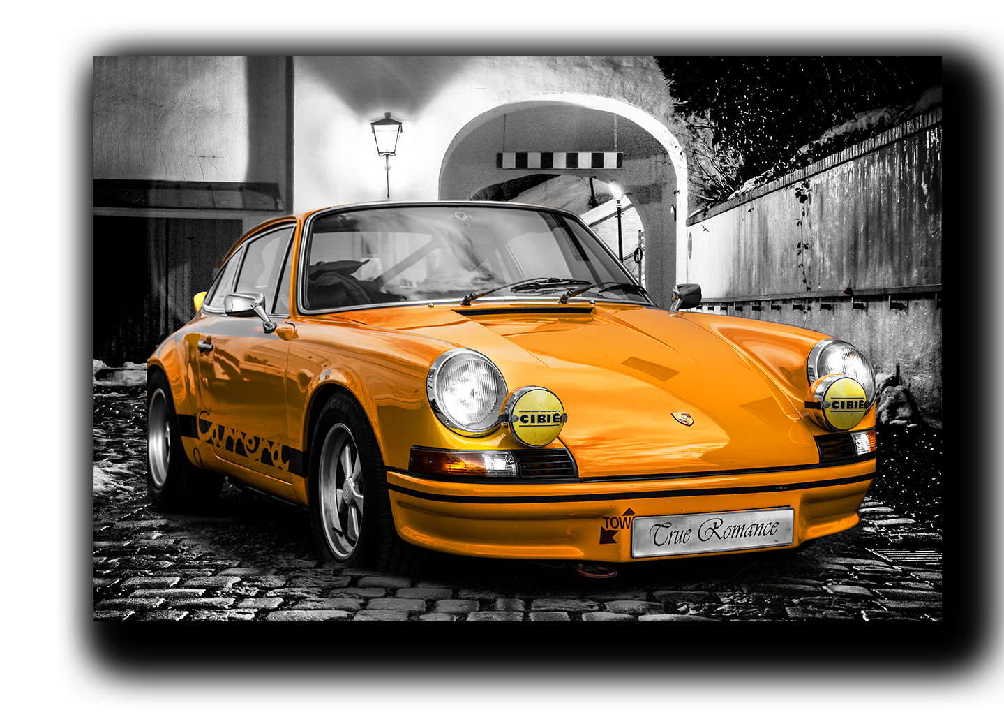 

картина на холсте классический Porsche 911 авто Порше Hotel Arizona HD 69 см x 102 см