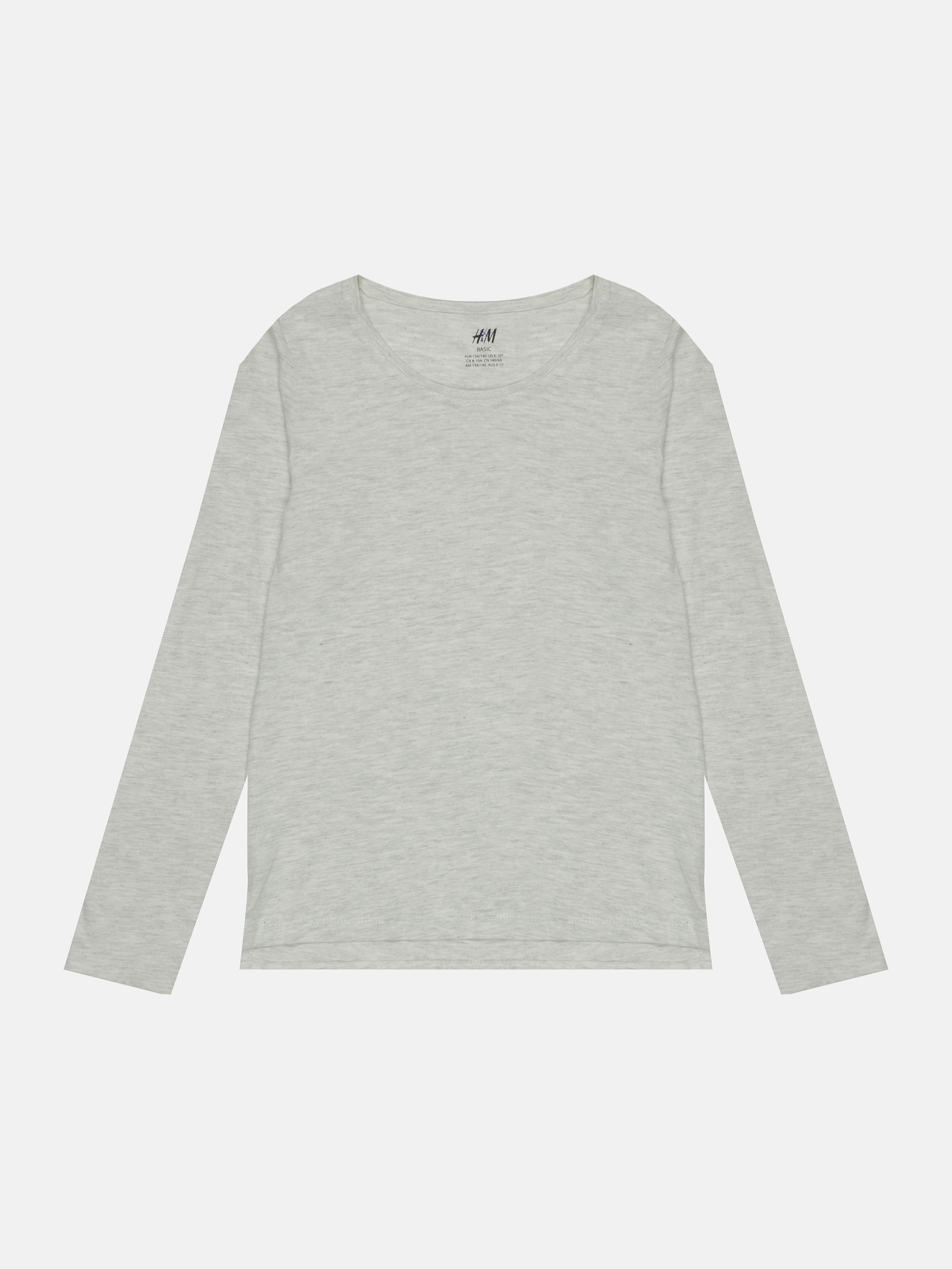 

Футболка с длинными рукавами H&M 102-67952682 134-140 см Светло-серая