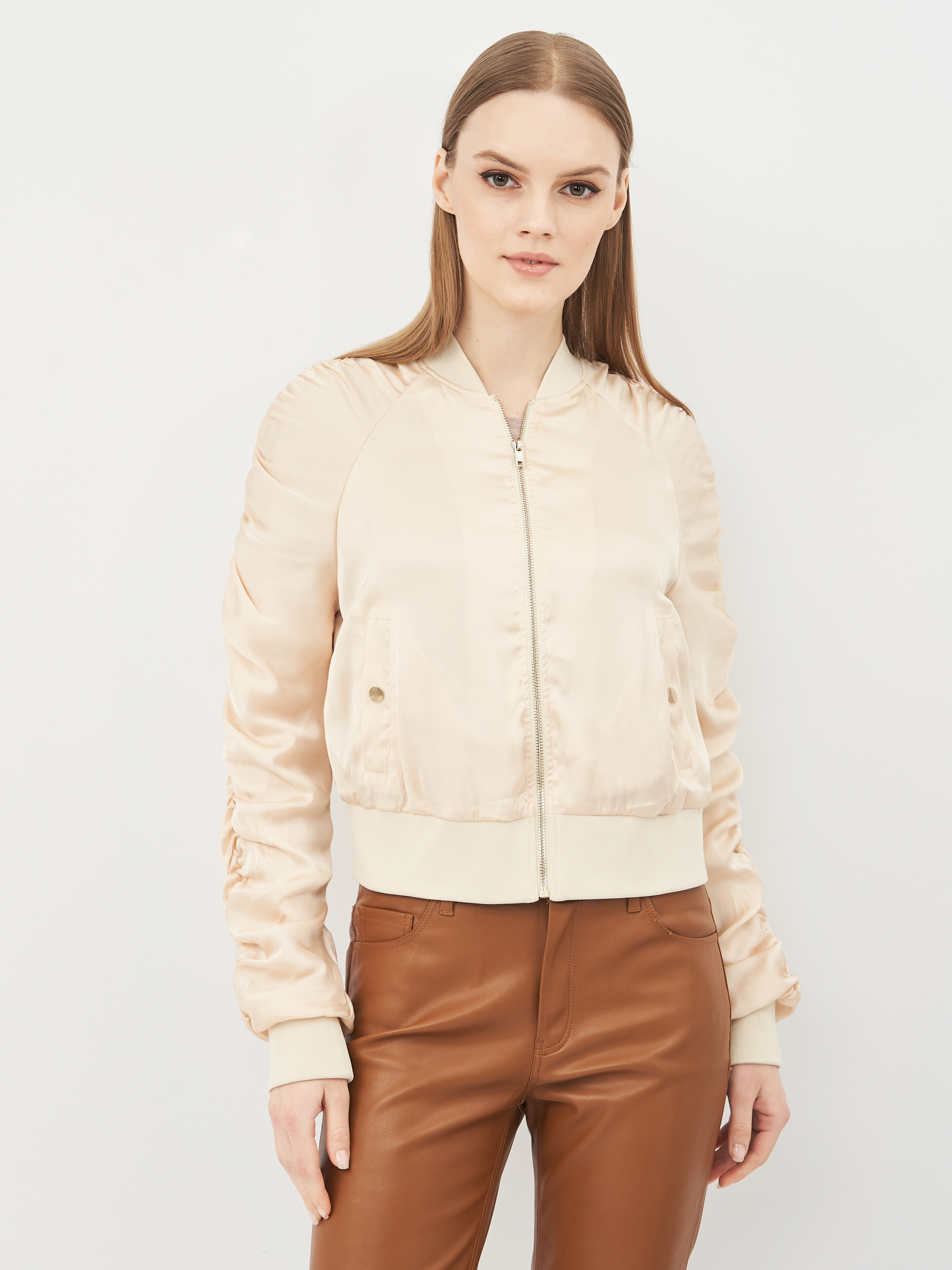 

Бомбер H&M KK450020 38 Светло-бежевый