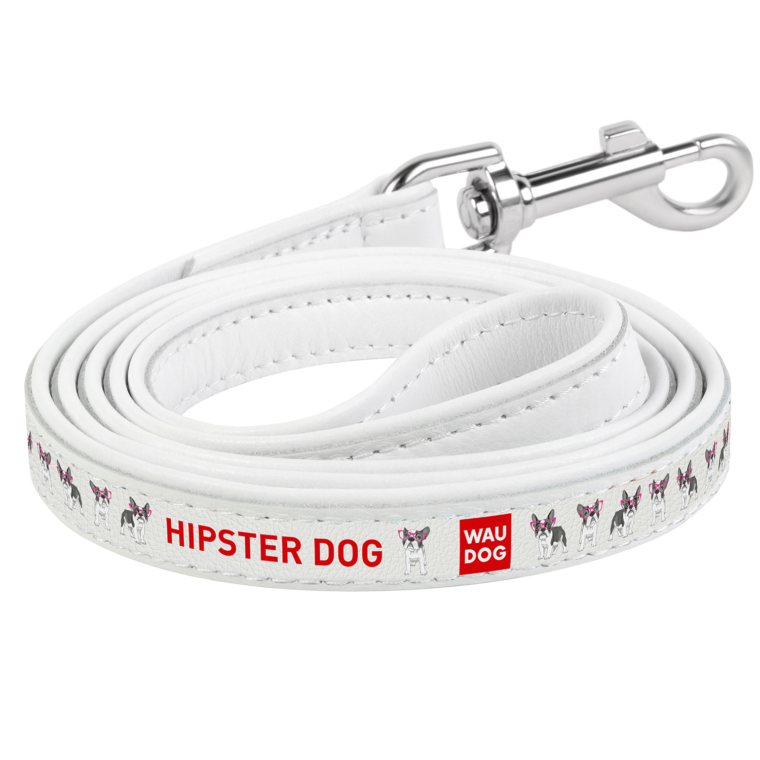 

Кожаный поводок для собак WAUDOG Design с рисунком "Хипстер" Белый 122 см 18 мм (0118-0042-15)