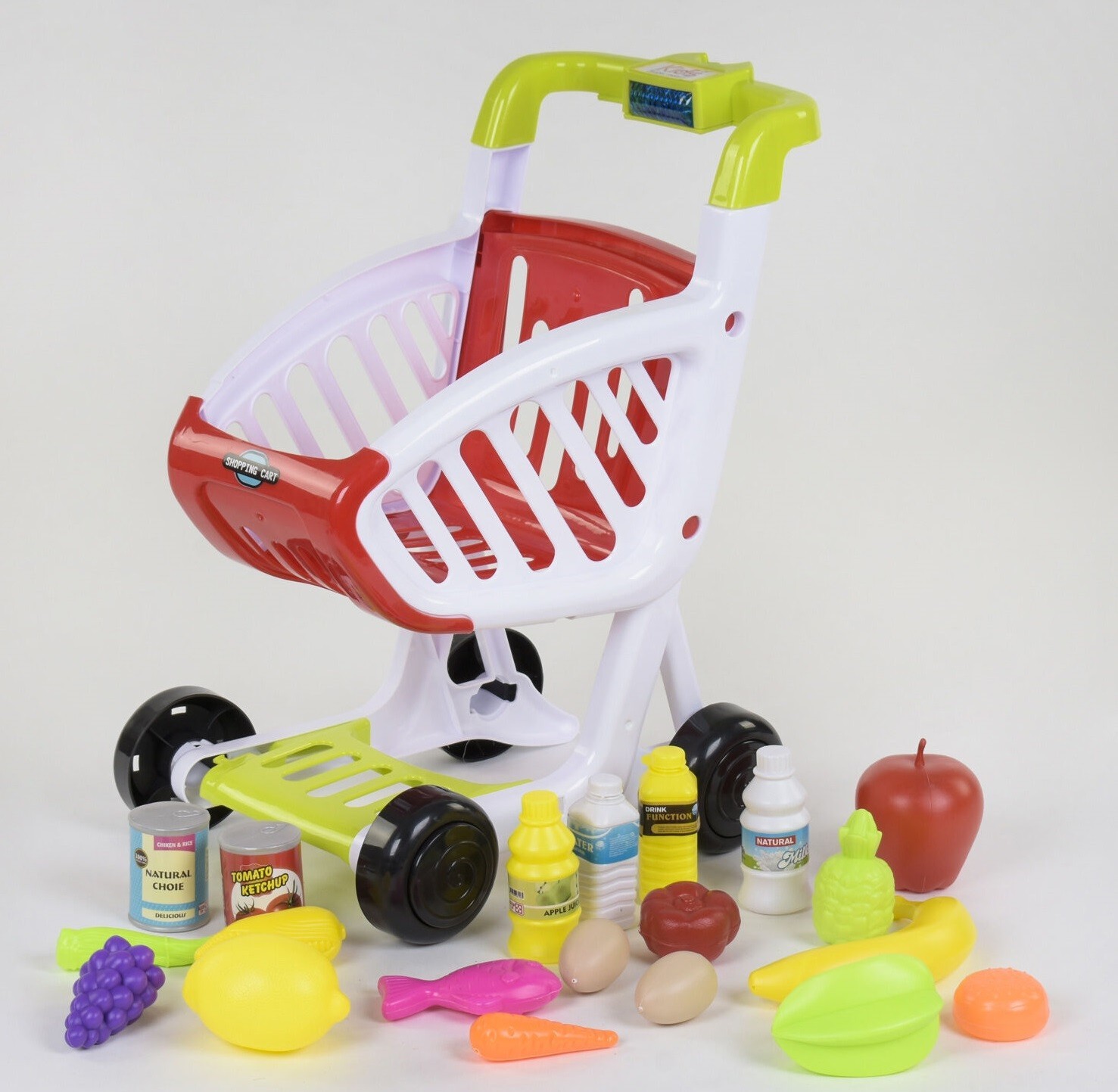 

Игровой набор тележка с продуктами Yuan Toys 41 предмет световые и звуковые эффекты