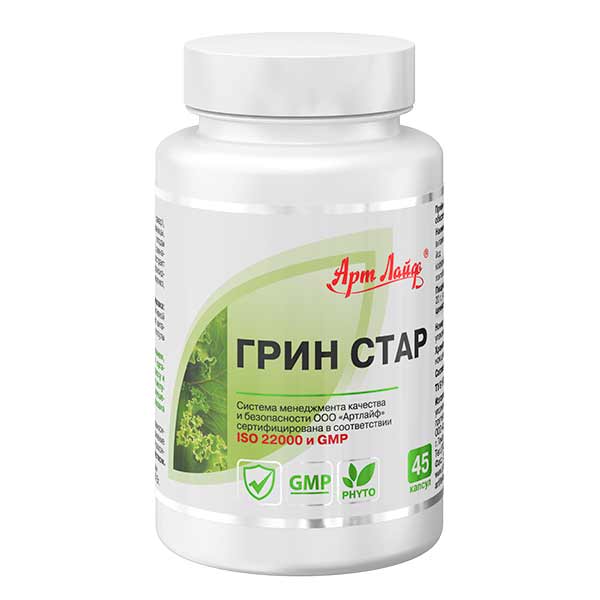 

Витаминно-минеральный комплекс ArtLife Грин Стар 45 капсул AL3101