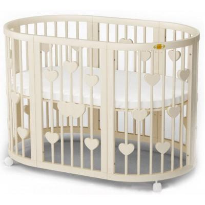 

Кроватка Ingvart SMART BED OVAL с сердечками сл. кость (2341015)