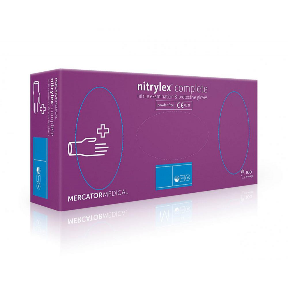 

Рукавички нітрилові Mercator Medical Nitrylex PF Complete 100 шт M Бузкові