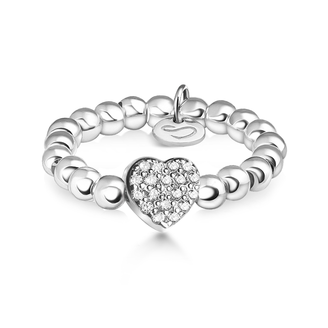 

Серебряное кольцо из бусин Peninsula «Сердце с камушками» размер 15