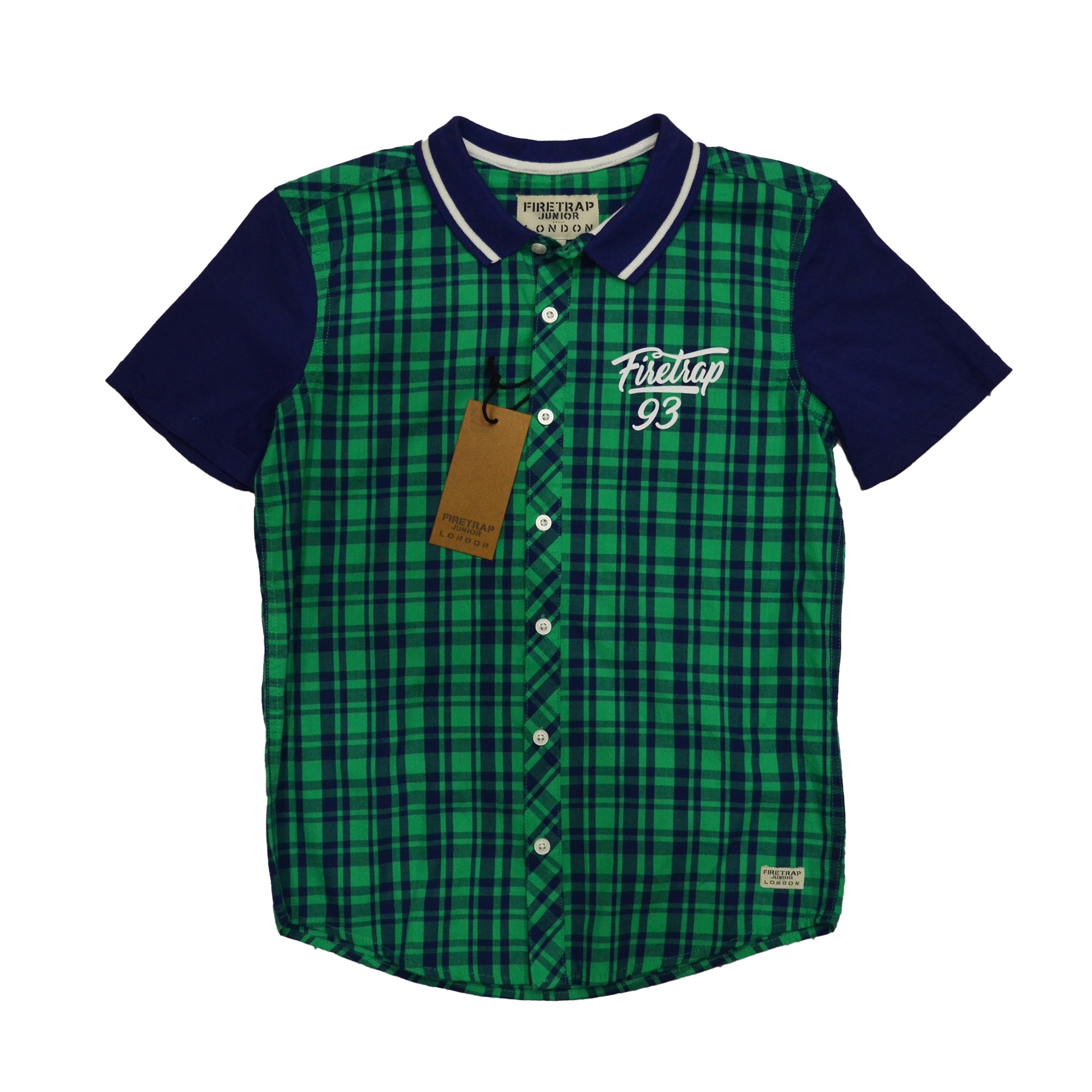 

Рубашка с коротким рукавом для мальчика ( 1 шт. ) Firetrap зелёная в клеточку на весну и лето 10-11 лет (140-146 см) 119