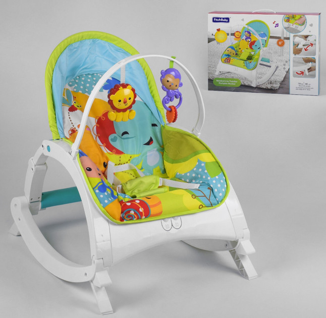 

Детский шезлонг-качалка 2 в 1 FitchBaby 88954, 0-18 кг, вибрация и мелодия
