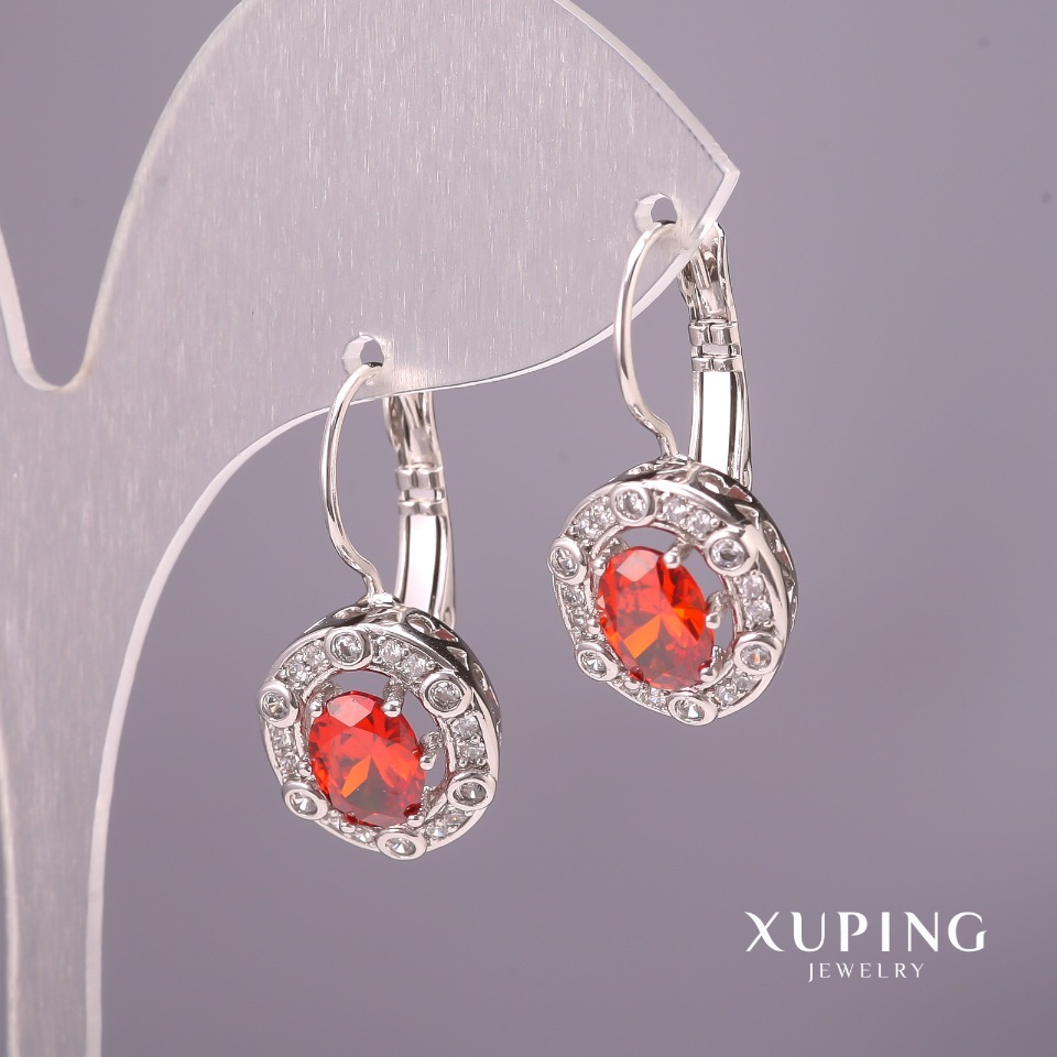 

Серьги Xuping с красными камнями 13х25мм Родий, ida37813