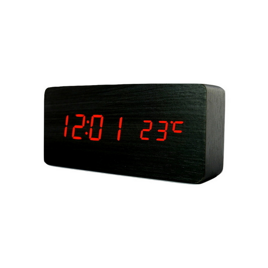 

Электронные настольные часы LED WOODEN CLOCK VST 862 прямоугольные под дерево Черные, Красная подсветка