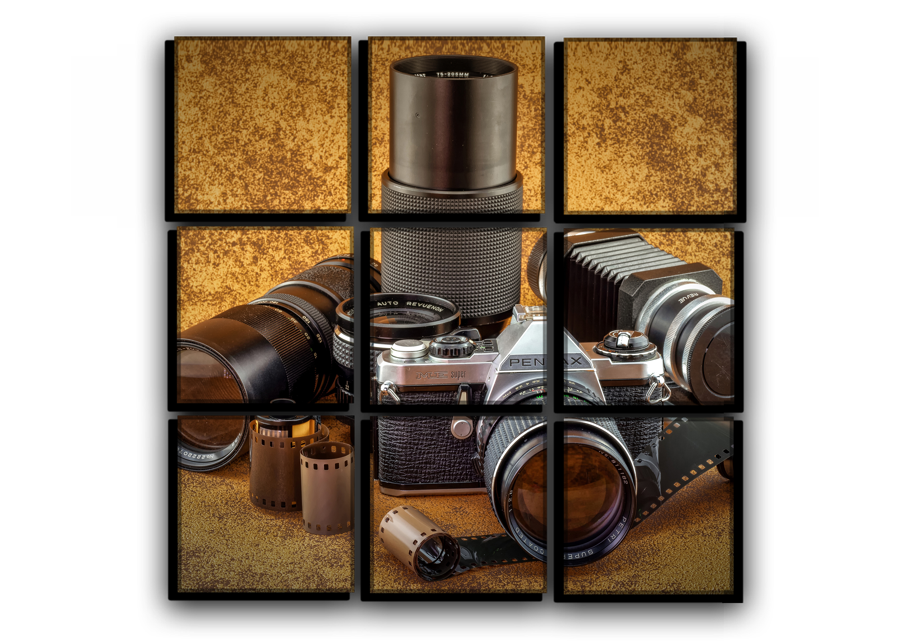 

Модульная картина на холсте 9 частей винтажный фотоапарат фотокамера Hotel Arizona HD 77 см x 77 см