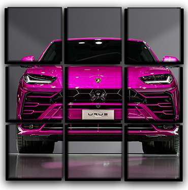 

Модульная картина на холсте 9 частей суперкар внедорожник Lamborghini Urus споривное авто Hotel Arizona HD 77 см x 77 см