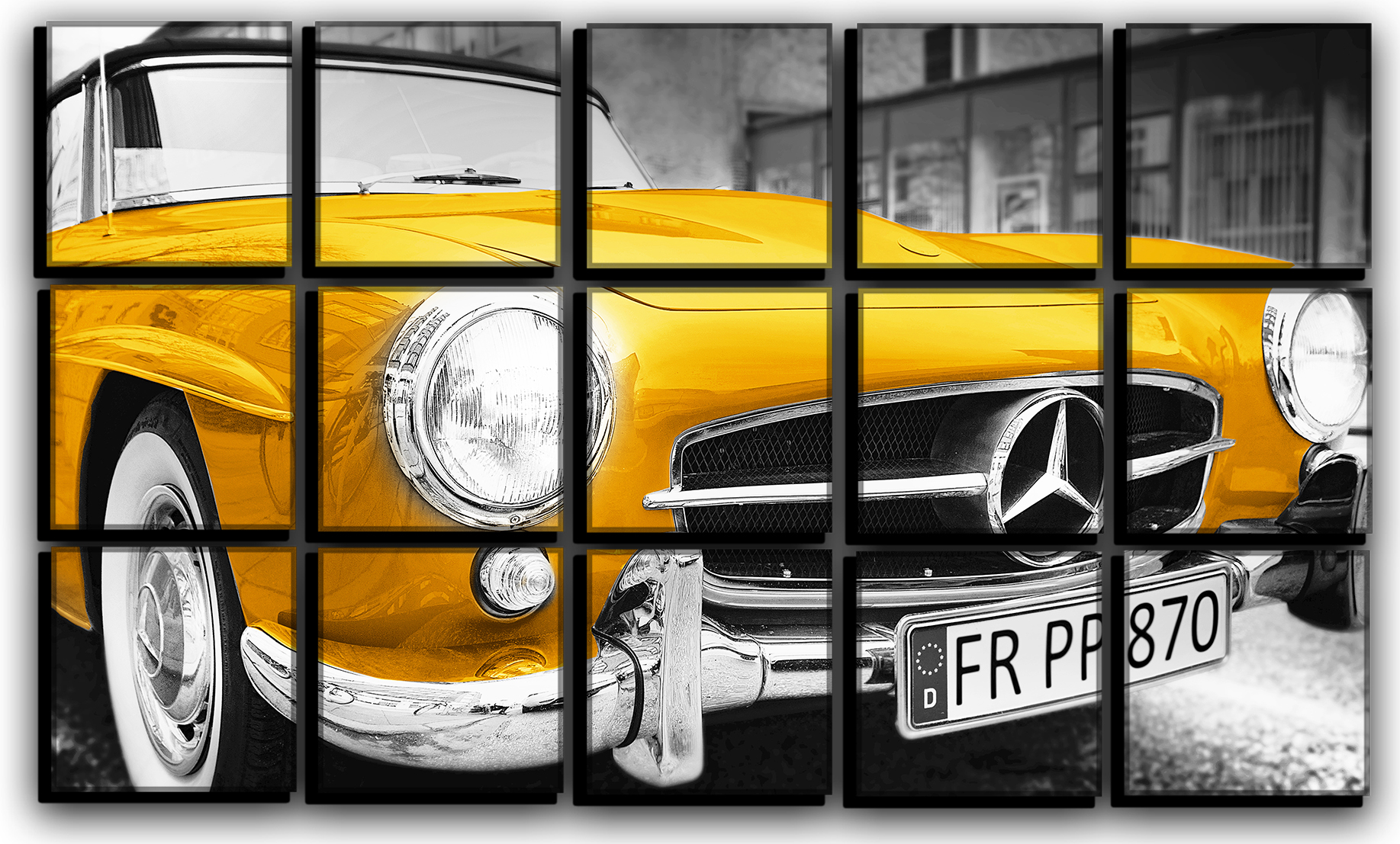 

Модульная картина на холсте из 15 частей ретро Mercedes кабриолет автомобиль Мерседес Hotel Arizona HD 77 см x 127 см
