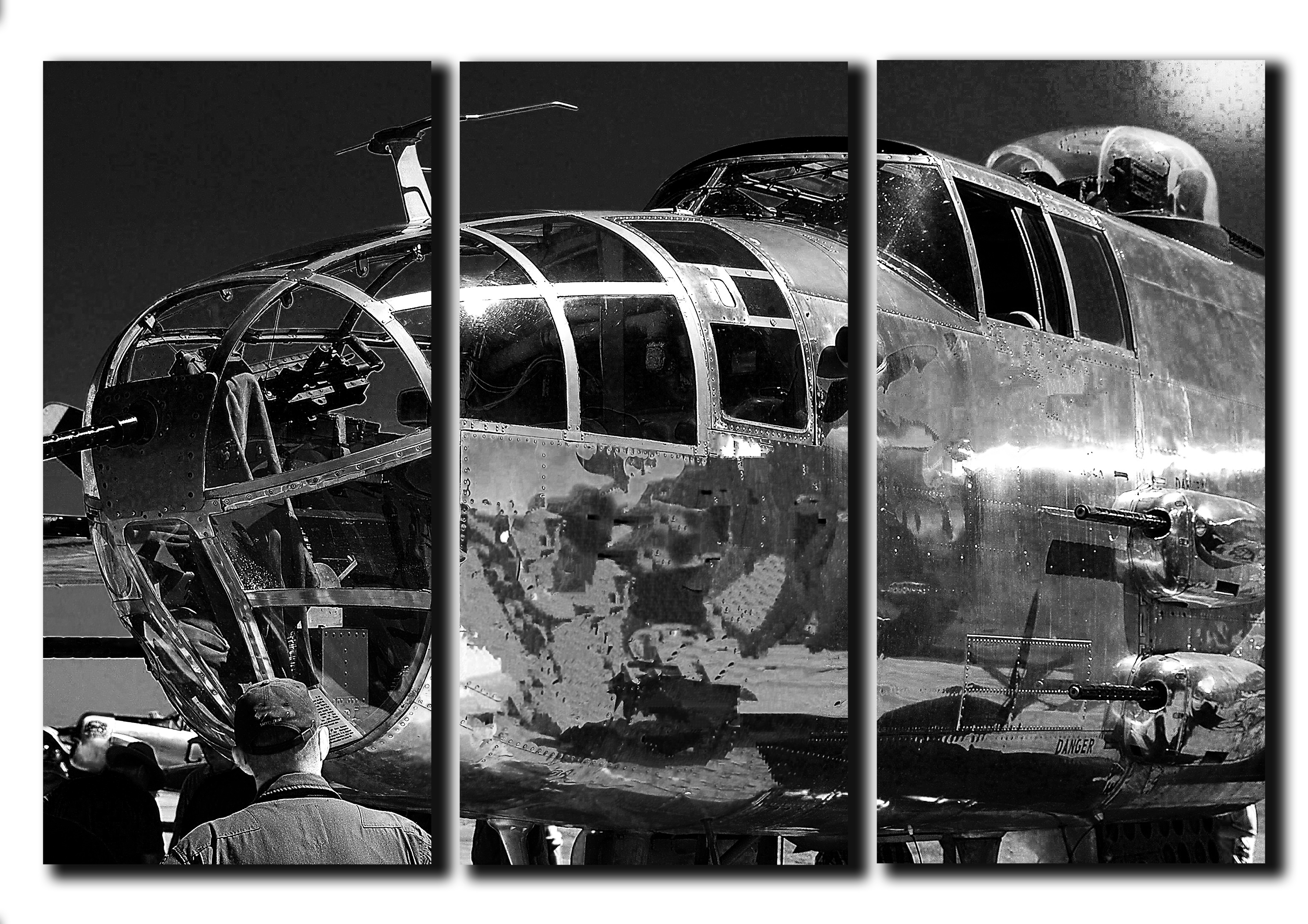 

Модульная картина на холсте из 3 частей военный самолет B-25 бомбардировщик Hotel Arizona HD 56 см x 84 см