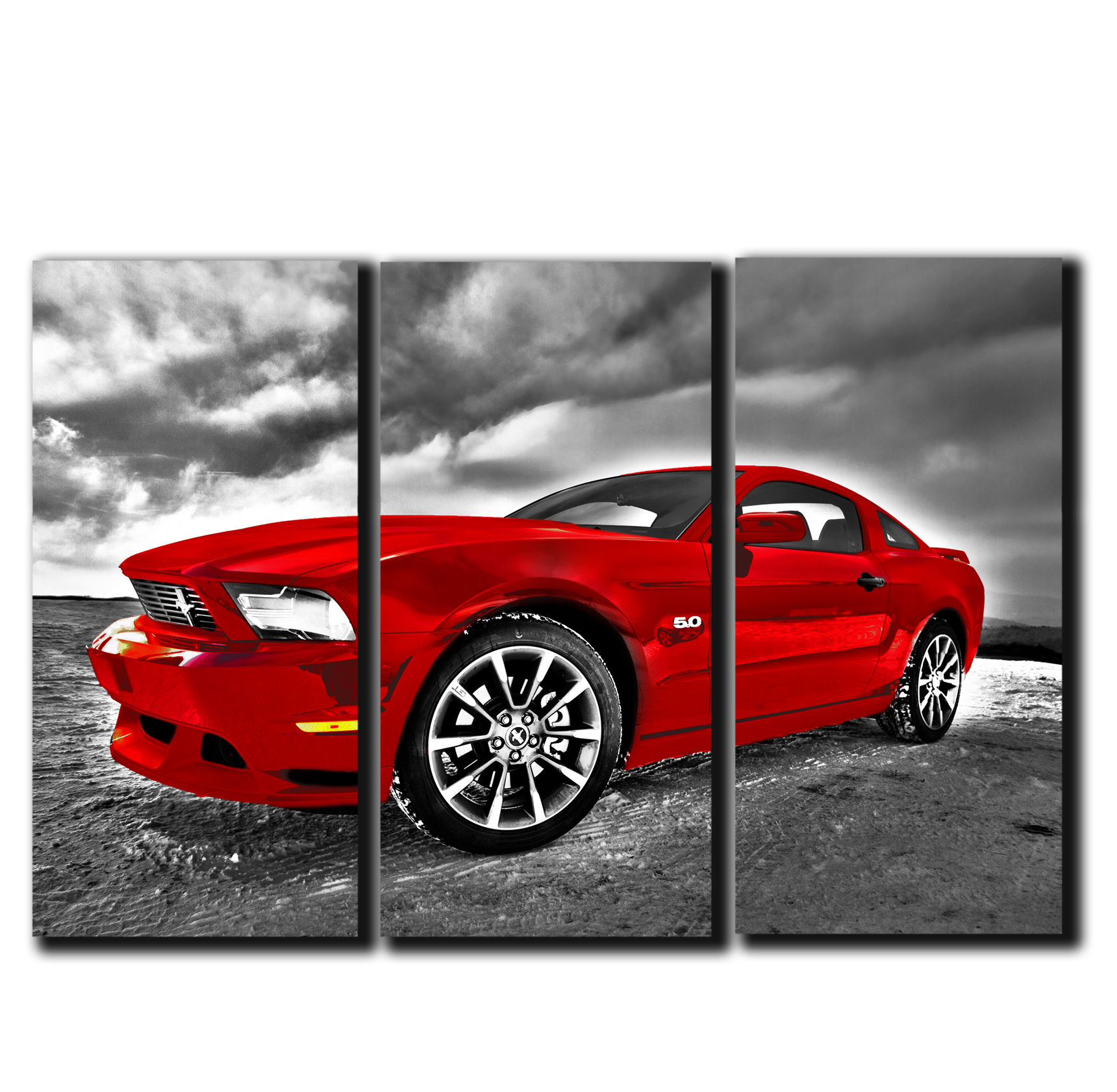 

Модульная картина на холсте из 3 частей авто красный Ford Mustang спорт кар Hotel Arizona HD 56 см x 84 см