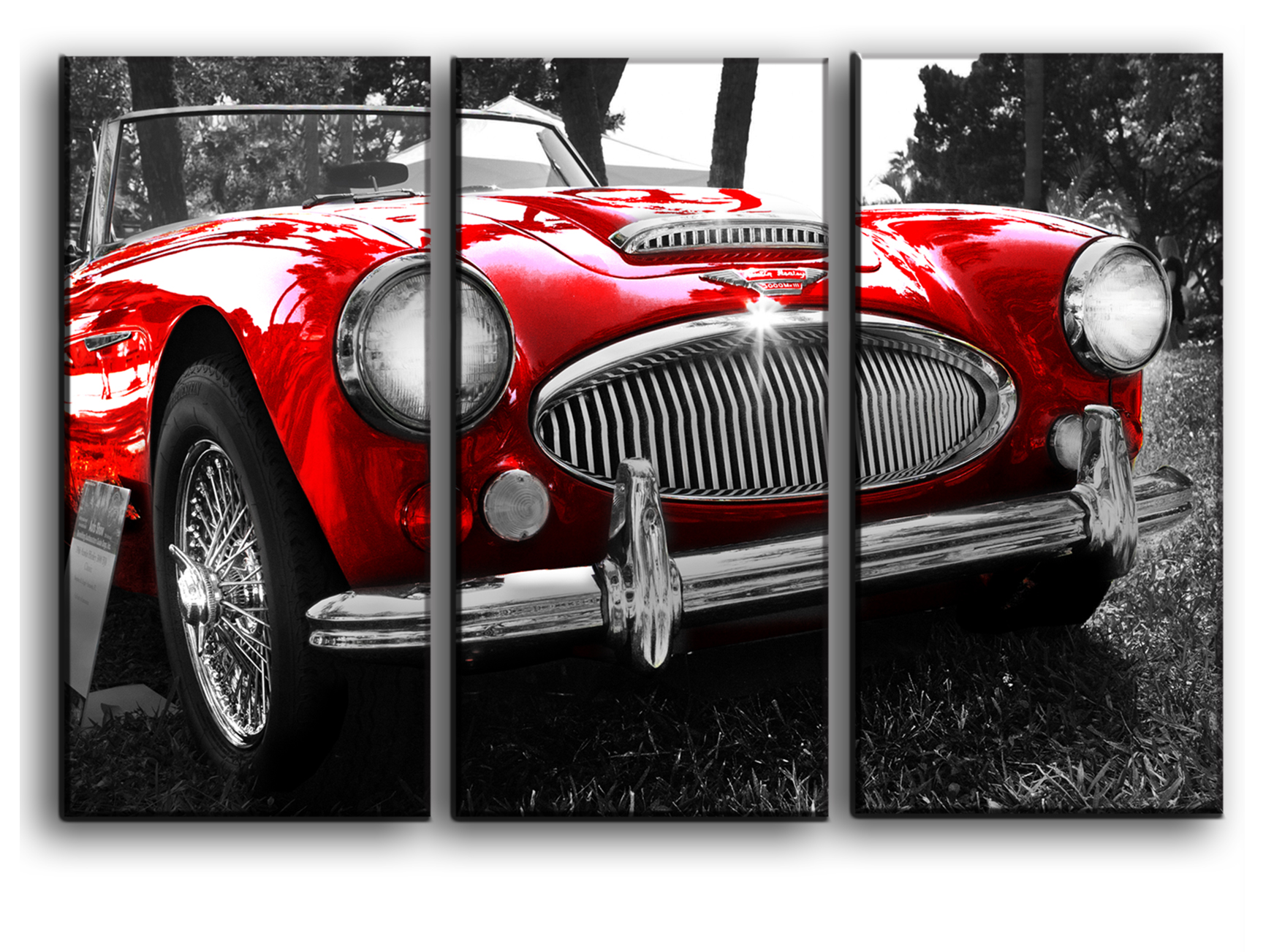 

Модульная картина на холсте из 3 частей Автомобиль Austin Healey английский авто Hotel Arizona HD 56 см x 84 см