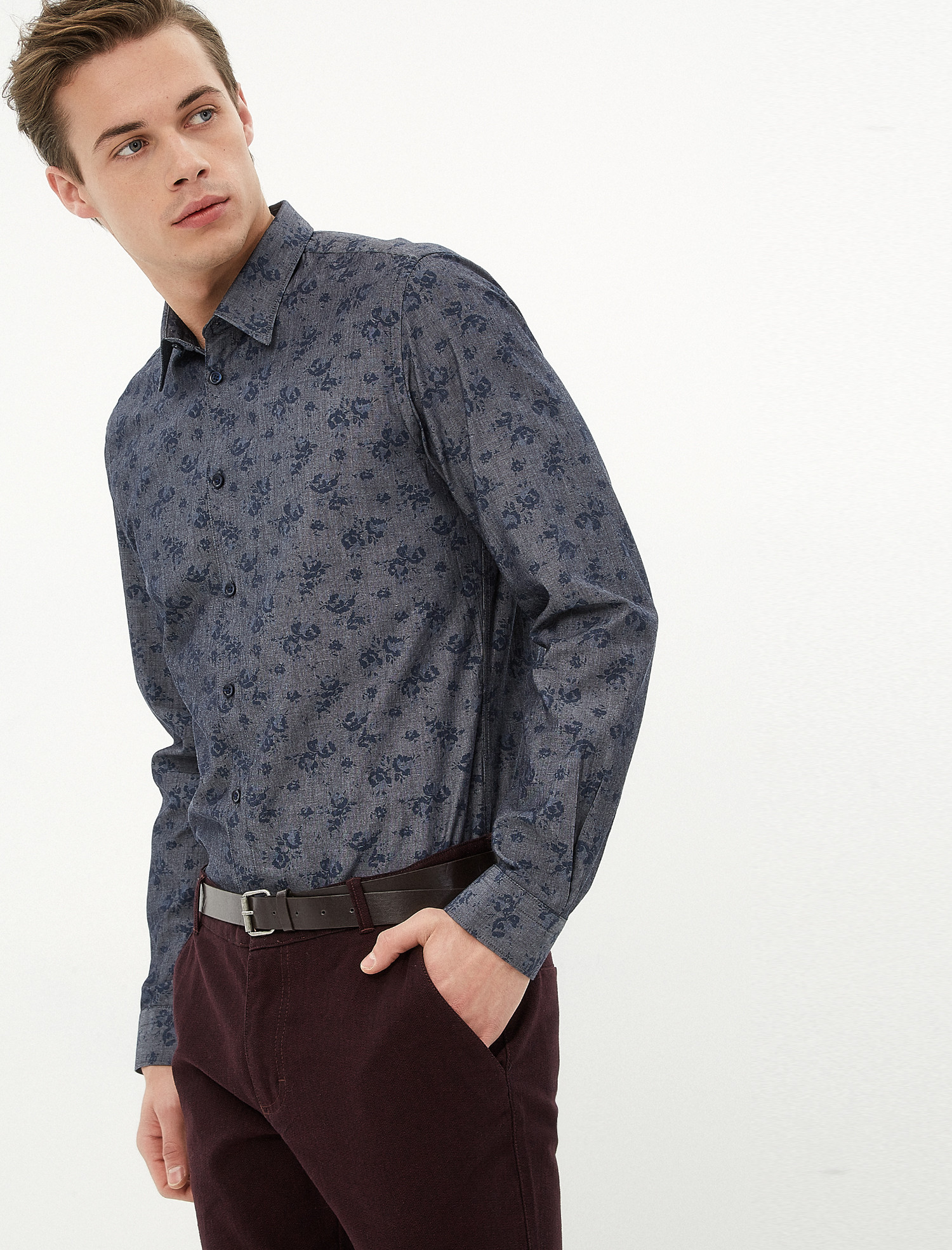 

Рубашка Koton 7KAM69708OW-04F M Grey Design