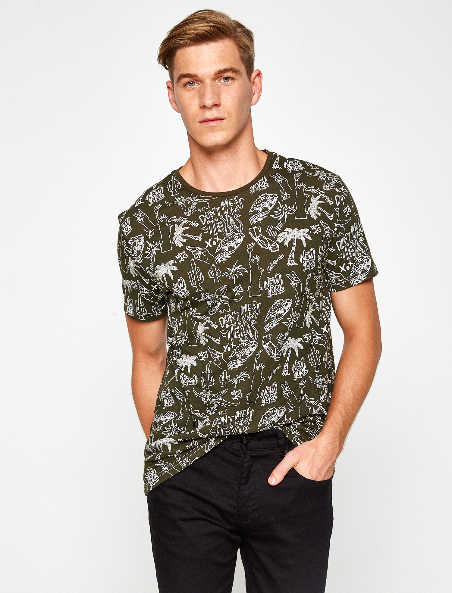 

Футболка Koton 8KAM11310CK-03I S Khaki Design