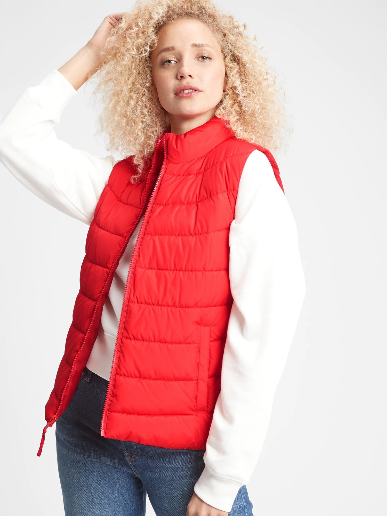 

Теплая женская жилетка GAP безрукавка art808206 (Красный, размер XL)