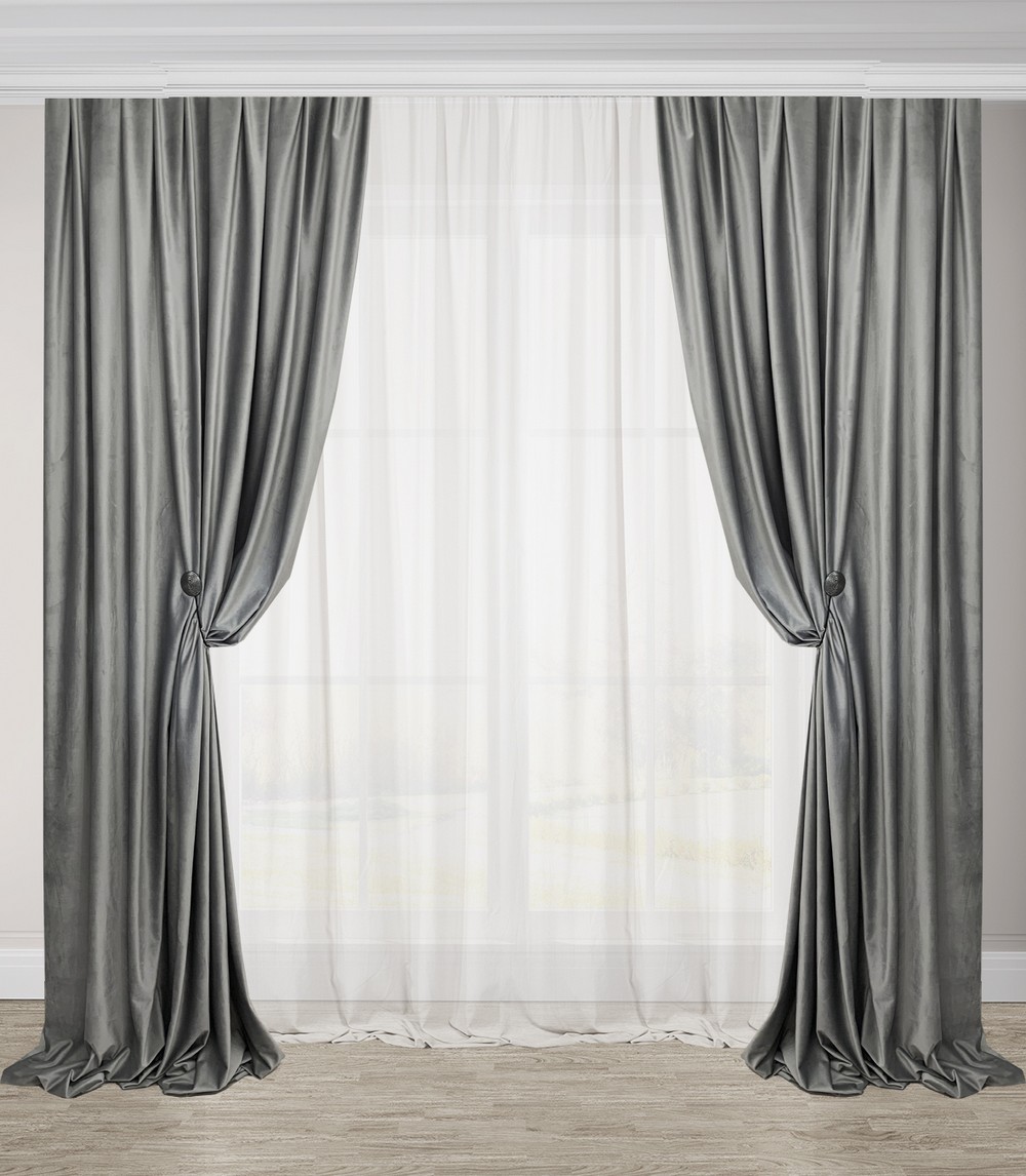 

Шторы бархатные портьеры Adagio Windows Decor Barchat 150х270 см Серый