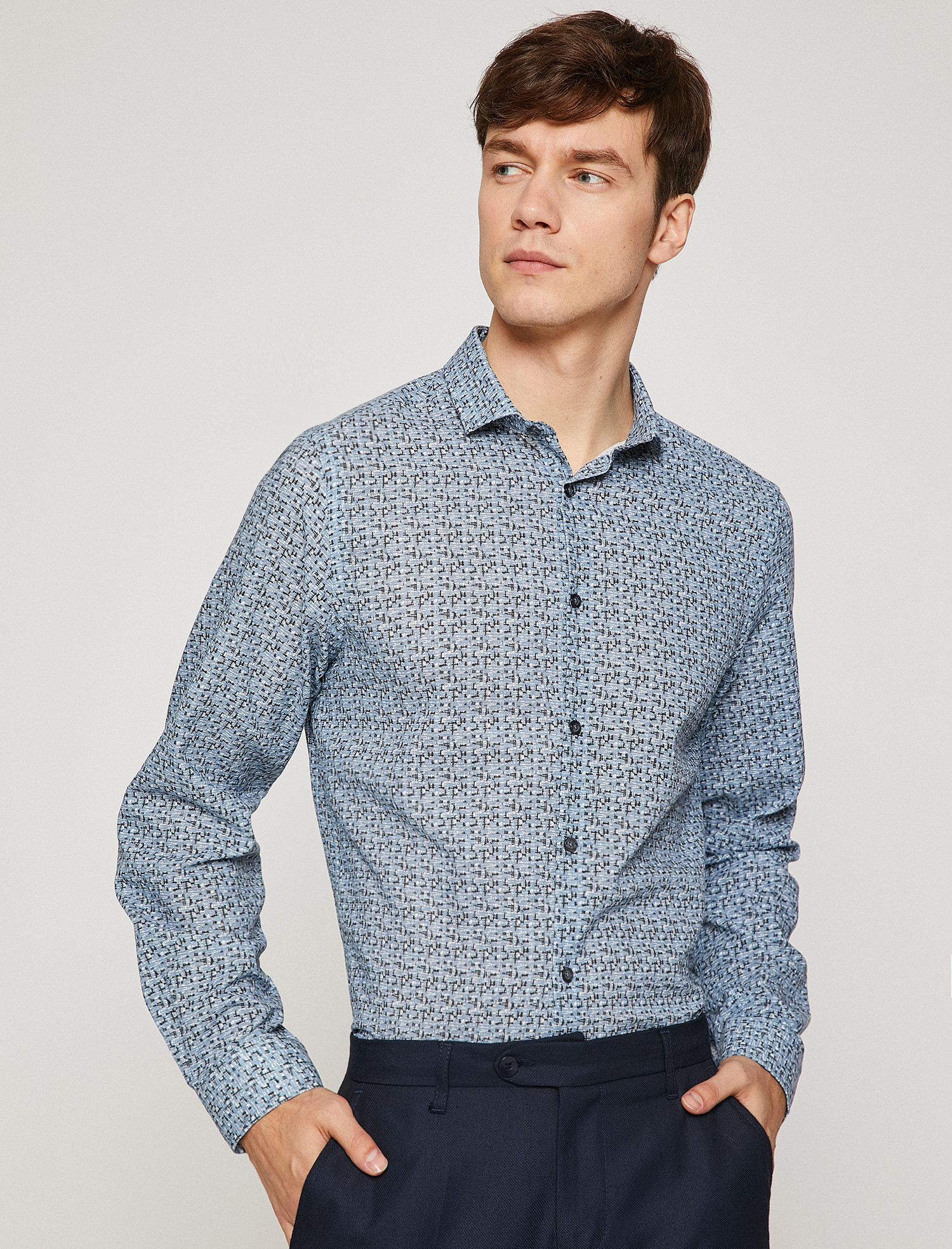 

Рубашка Koton 8YAM69272OW-98B M Blue Design