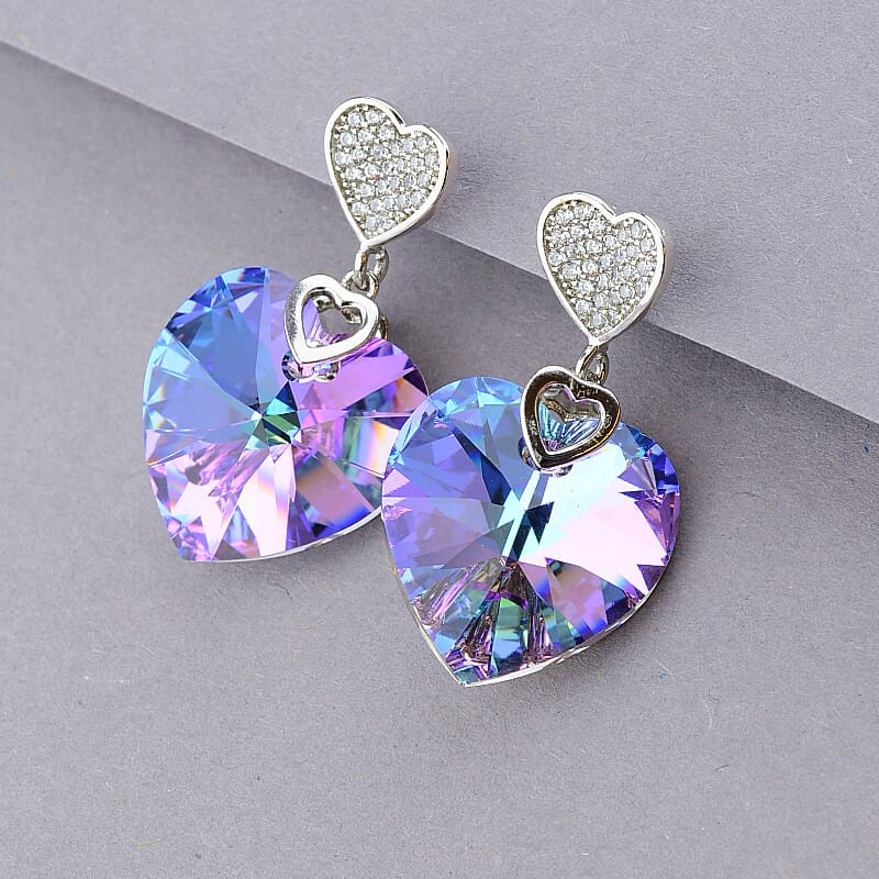 

Серьги Сердечки Xuping Swarovski (родий) 100041