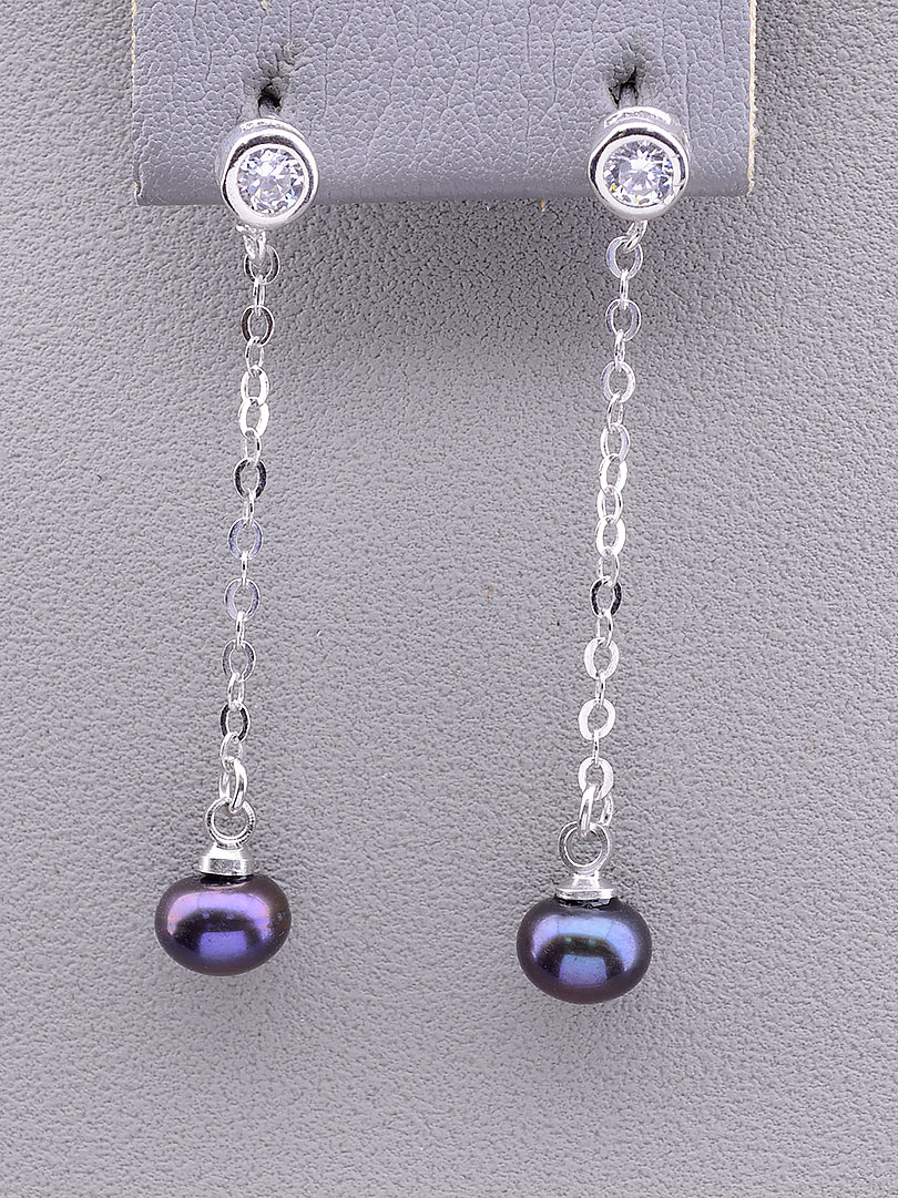 

Серьги длинные с черным жемчугом Серебро(925) 082694