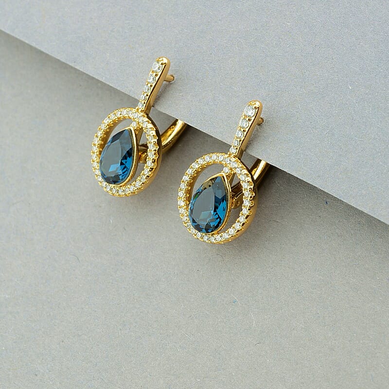 

Серьги круглые Xuping Swarovski темно-синие (позолота 18к) 100000