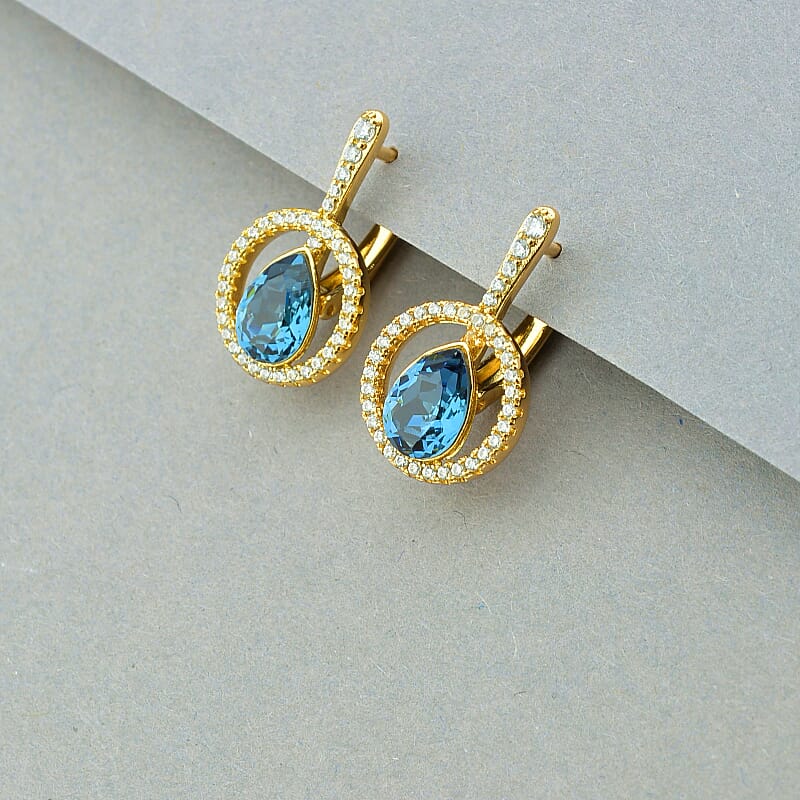 

Серьги круглые Xuping Swarovski синие (позолота 18к) 100003
