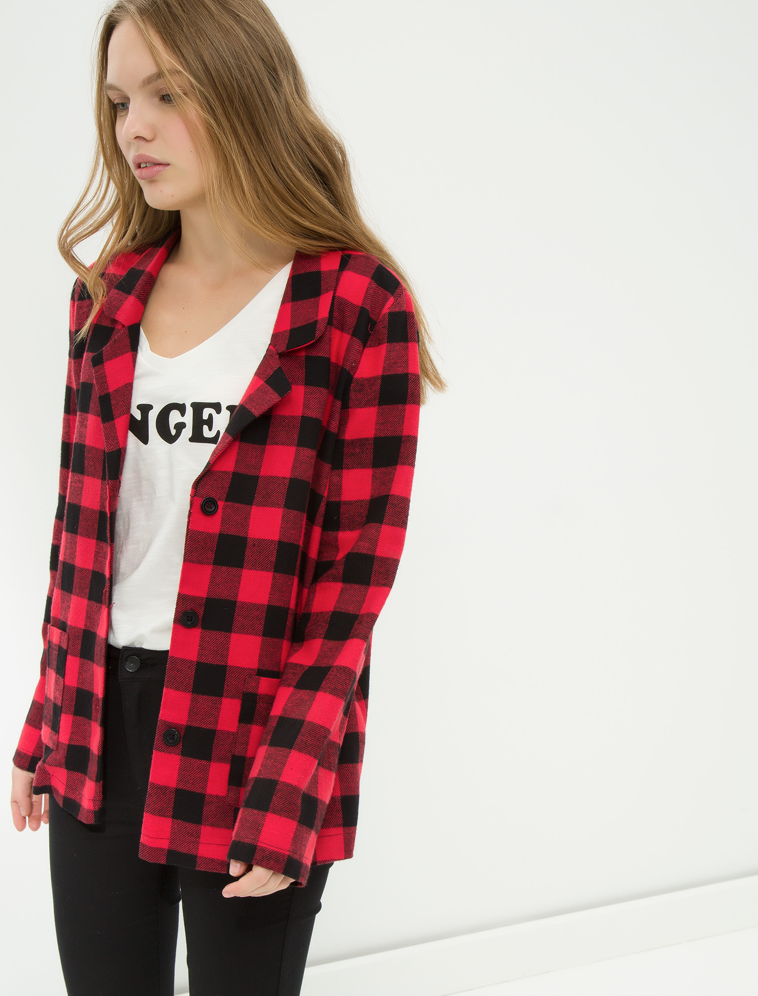

Блейзер Koton 7KAL56591OW 38 Red Check