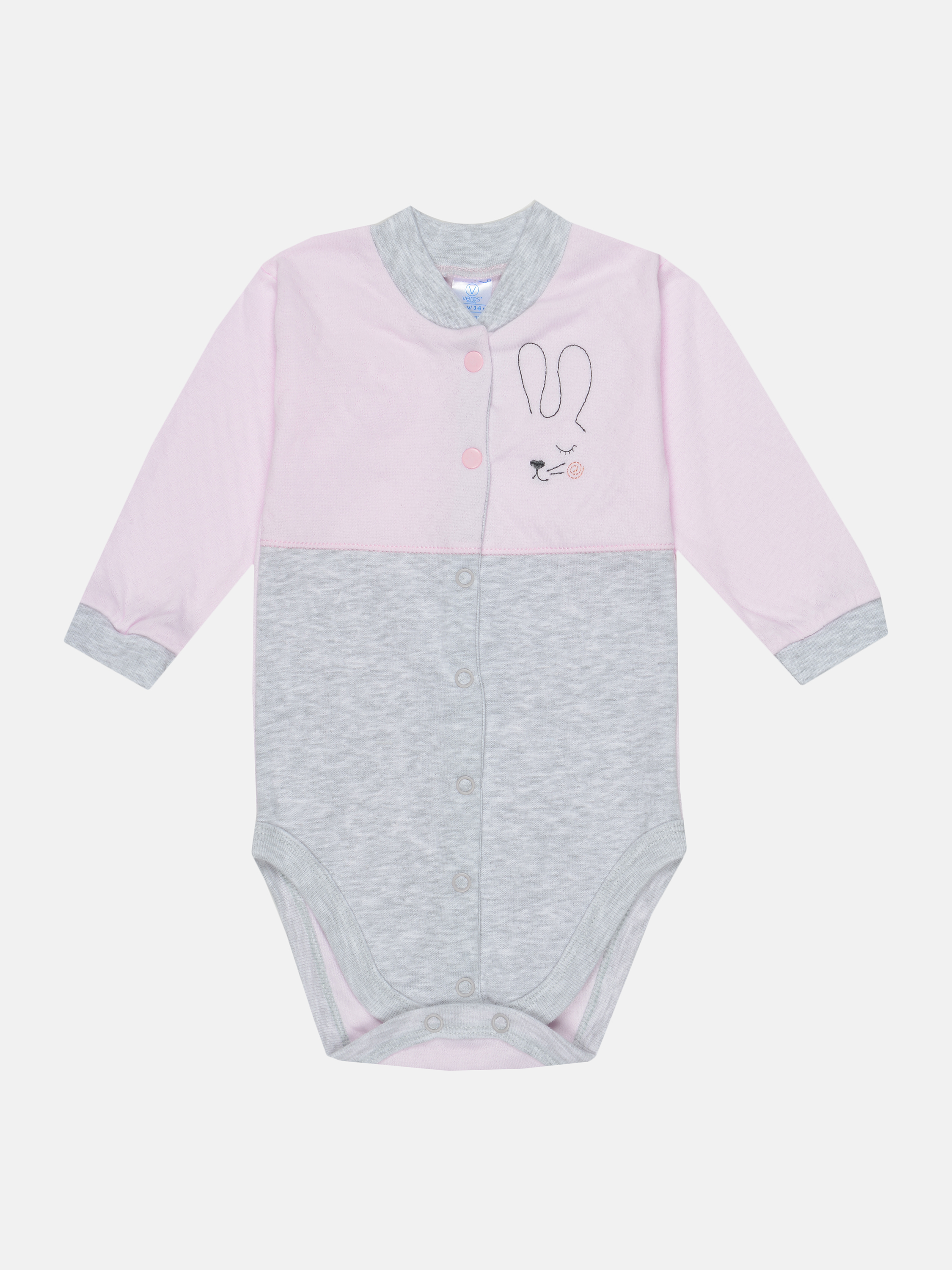 

Боди Baby Veres Honey bunny pink 102.58 68 см Розовое с серым