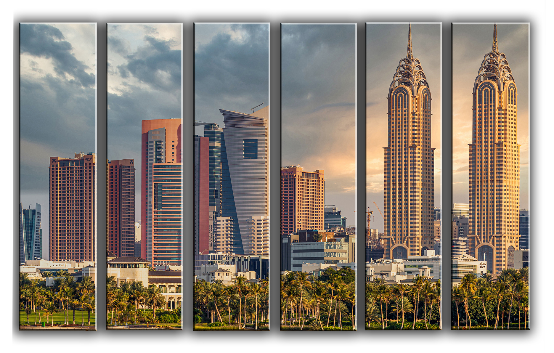 

Модульная картина на холсте из 6 частей Skyline Dubai городской пейзаж улицы урбан Hotel Arizona HD 112 см x 171 см