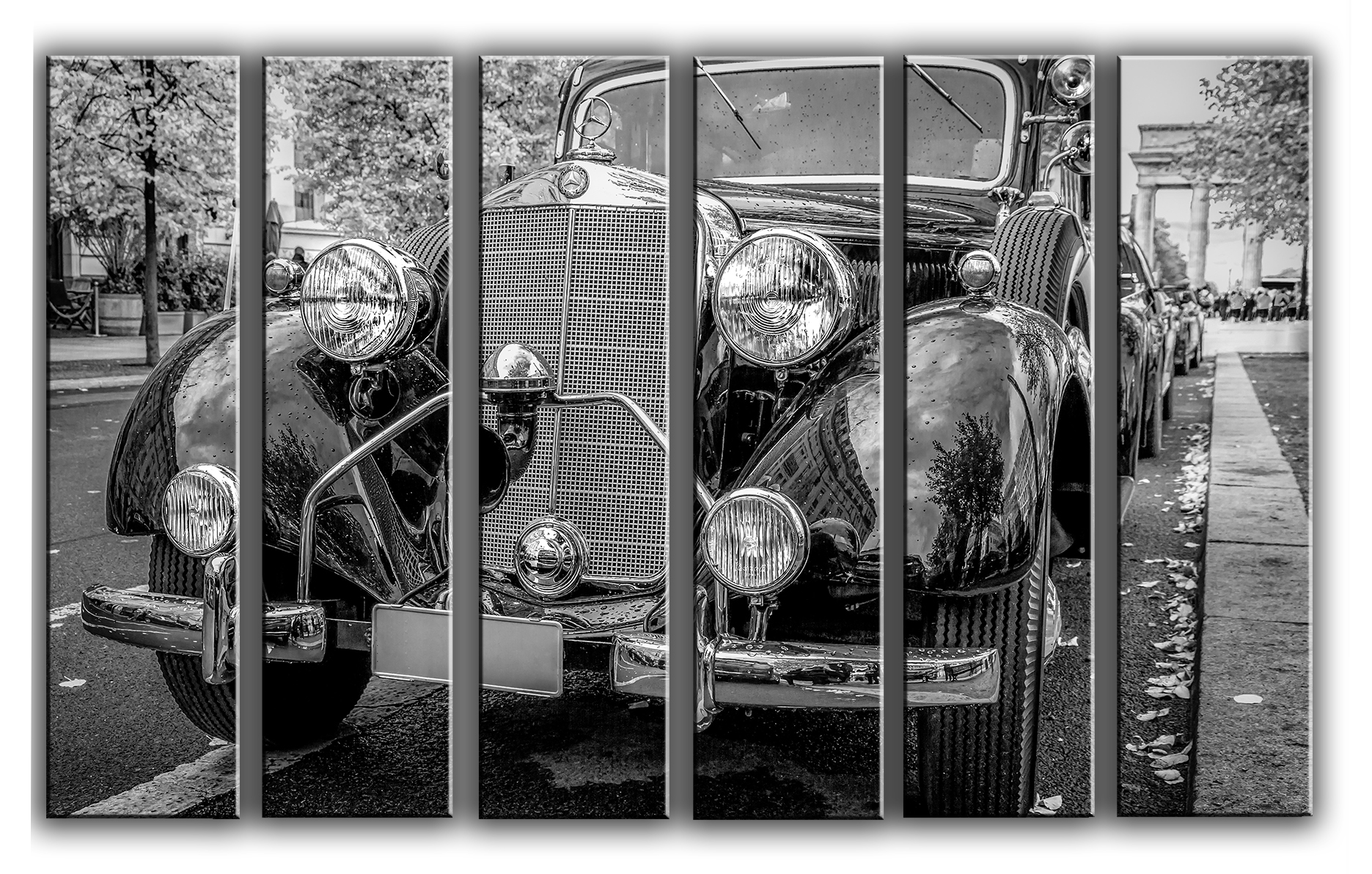 

Модульная картина на холсте из 6 частей Исторический автомобиль Daimler Benz старинные ретро винтажные авто Hotel Arizona HD 112 см x 171 см