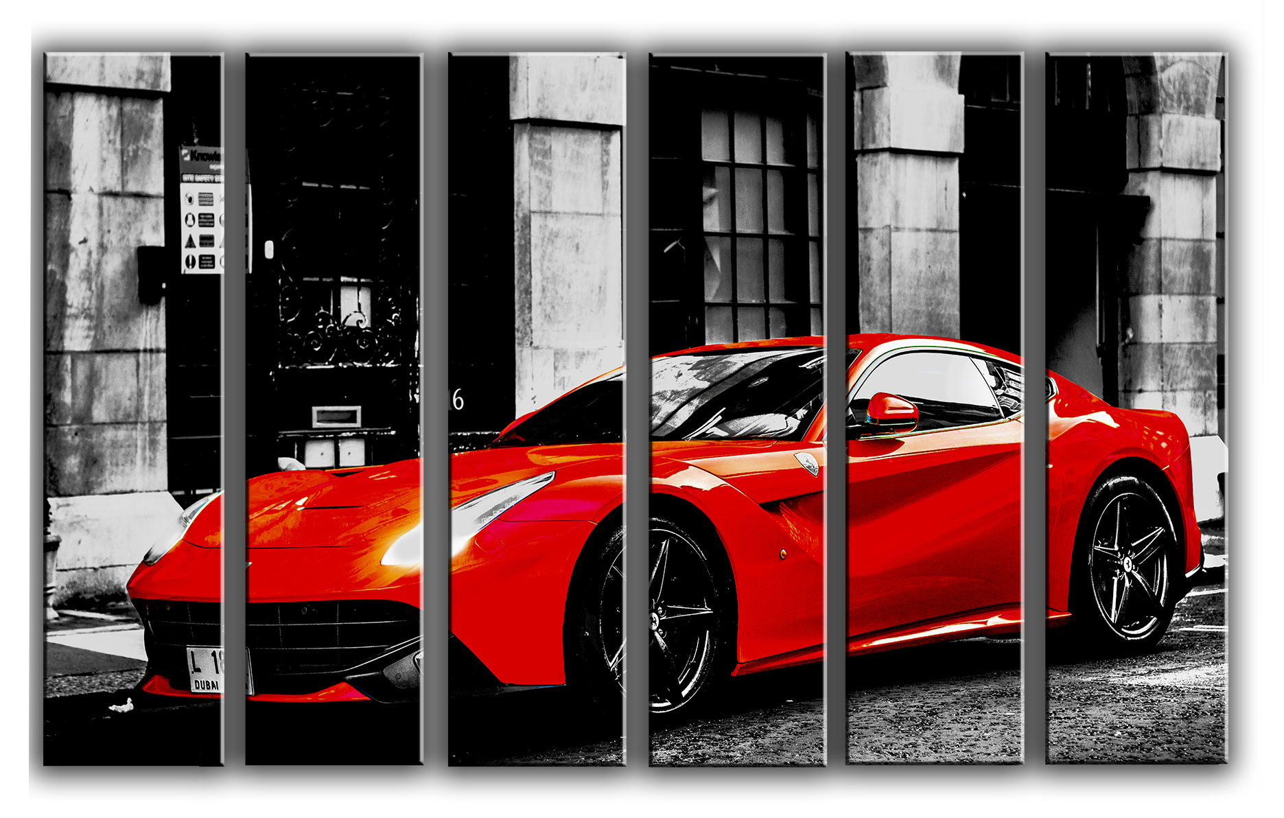 

Модульная картина на холсте из 6 частей Красный Ferrari F12 Berlinetta спортивный автомобиль Hotel Arizona HD 112 см x 171 см