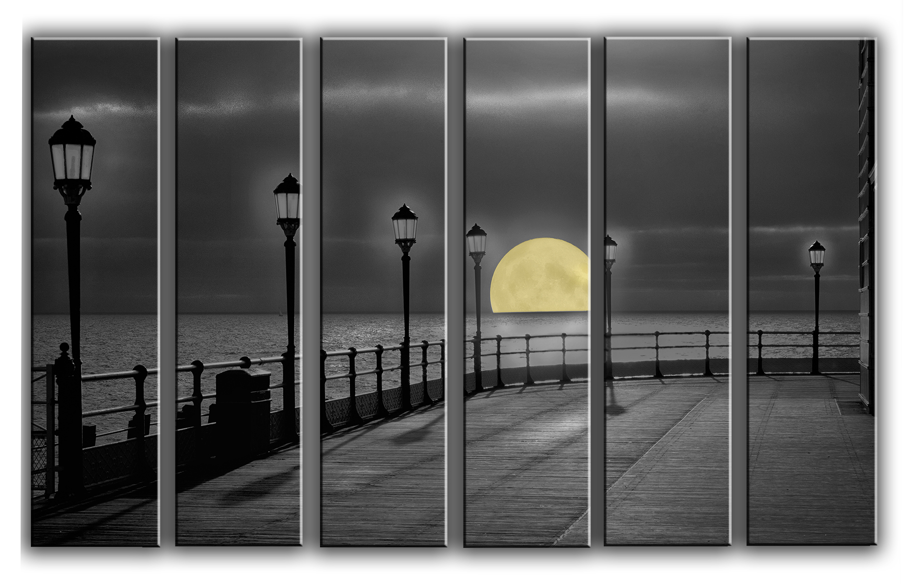 

Модульная картина на холсте из 6 частей Ночная фантазия луны природа пейзаж ландшафт Hotel Arizona HD 112 см x 171 см